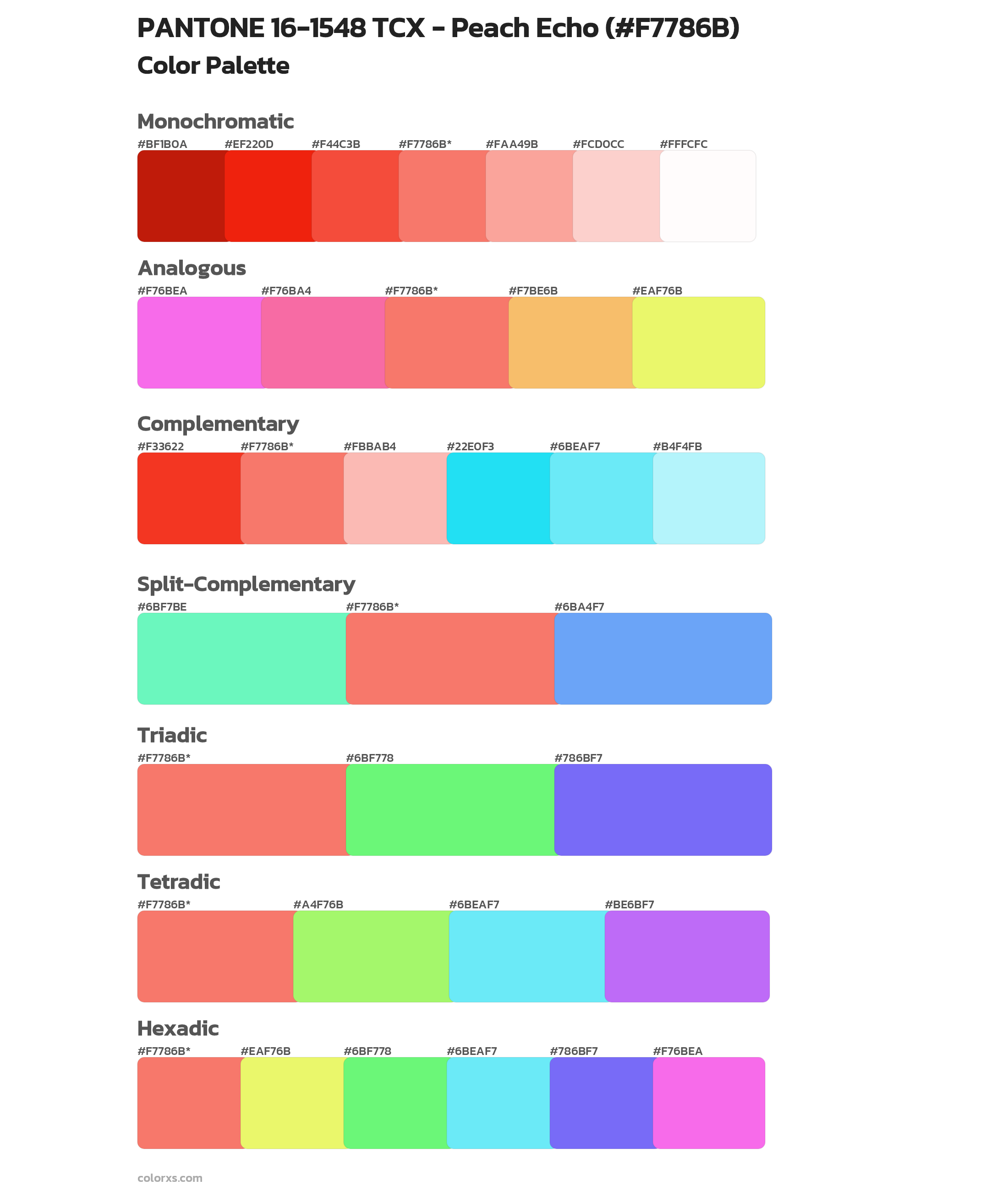 PANTONE 16-1548 TCX - Peach Echo Color Scheme Palettes