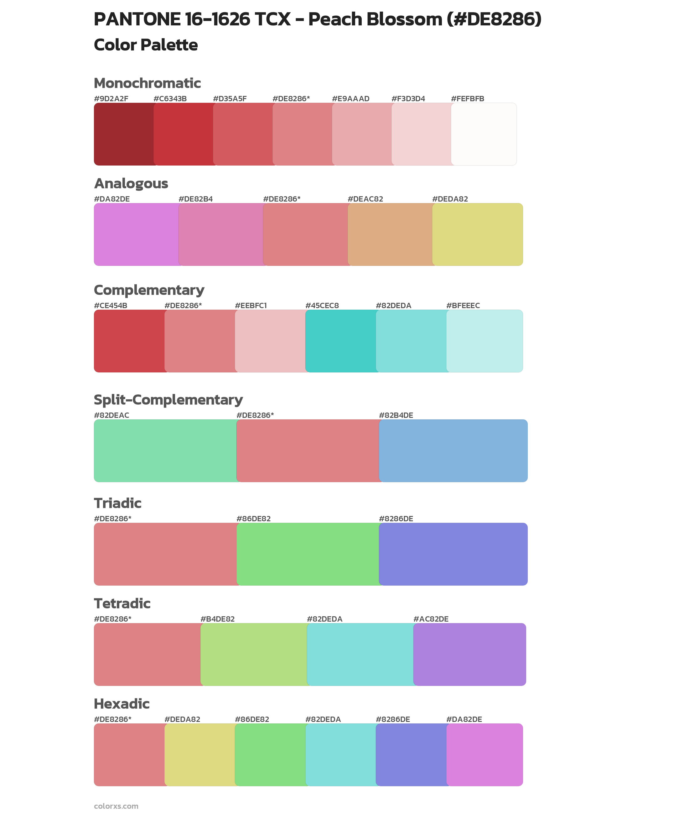 PANTONE 16-1626 TCX - Peach Blossom Color Scheme Palettes