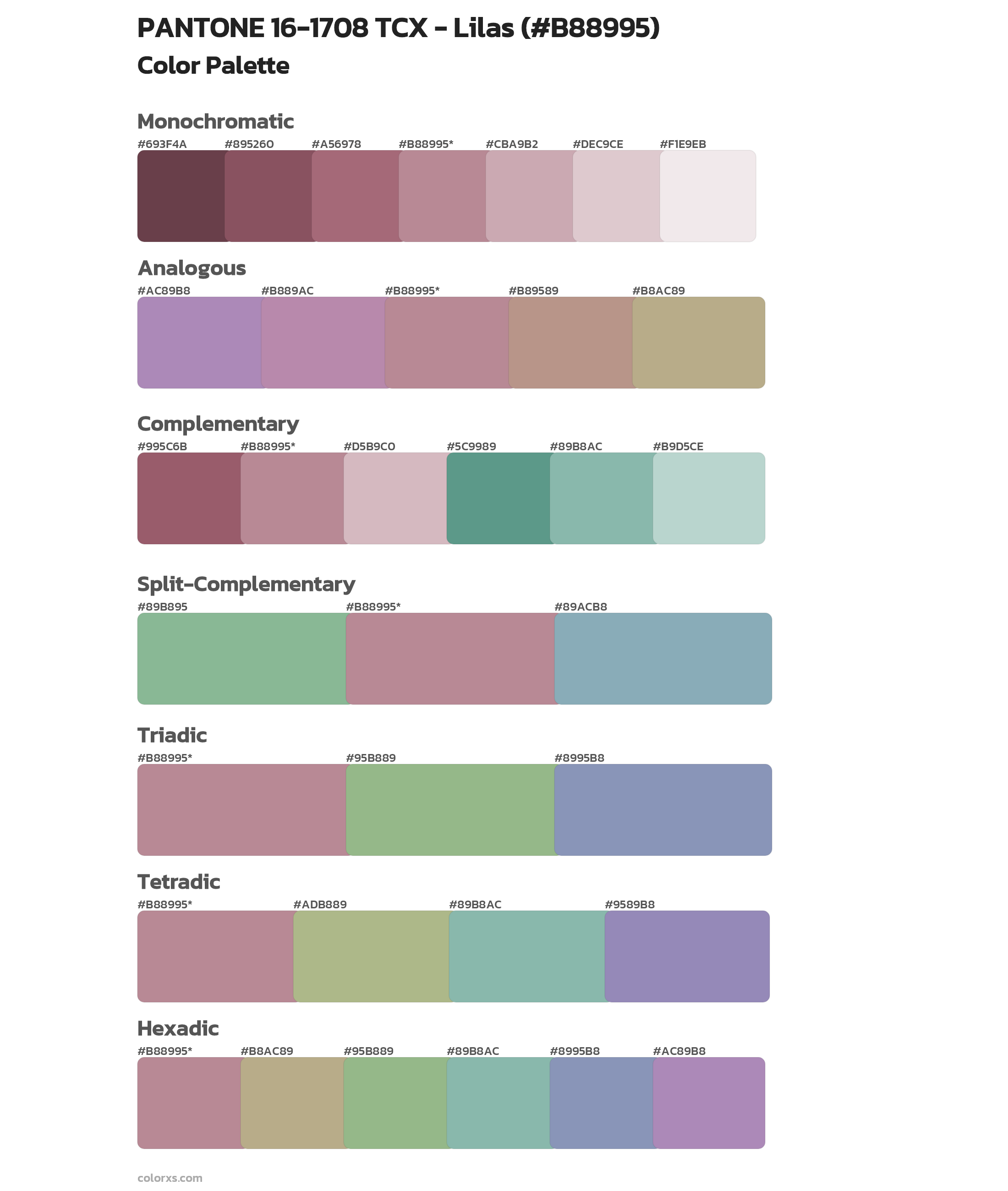 PANTONE 16 1708 TCX Lilas Color Palettes Colorxs