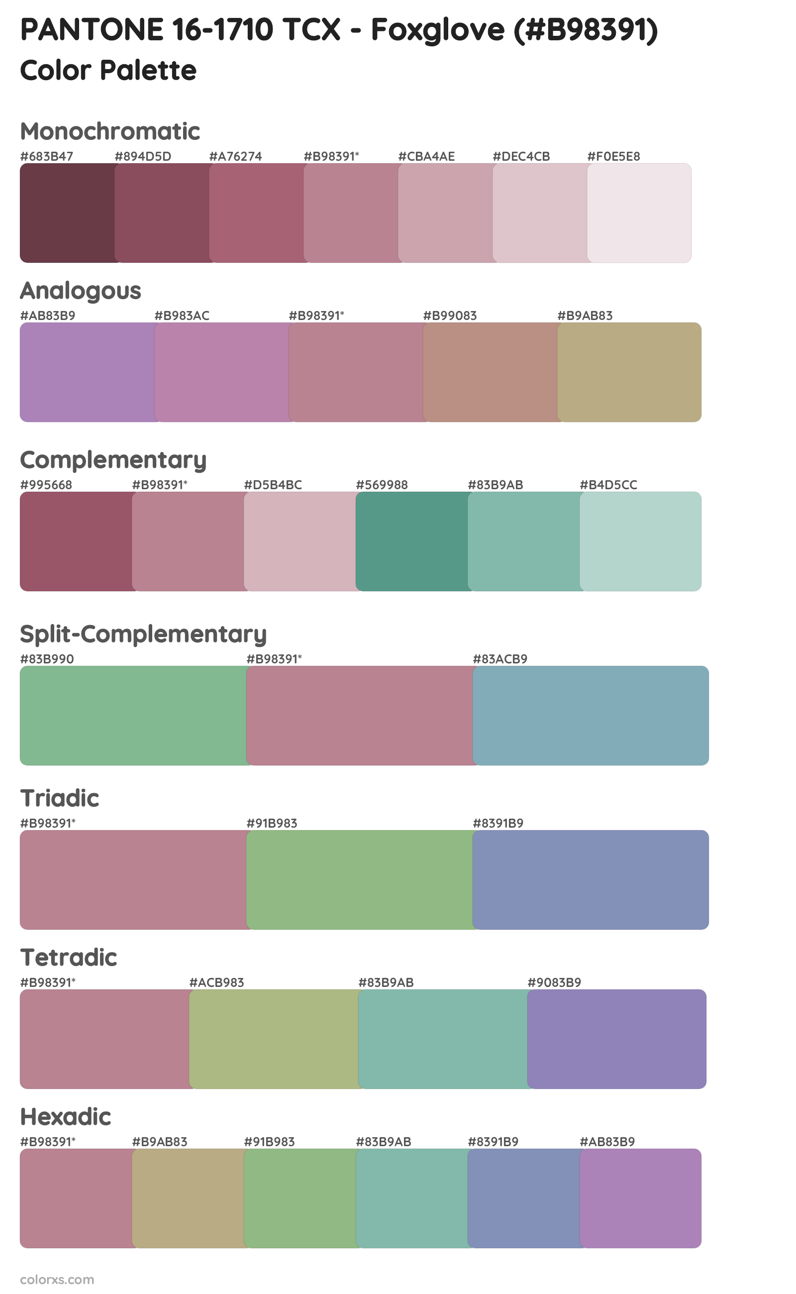 PANTONE 16-1710 TCX - Foxglove Color Scheme Palettes