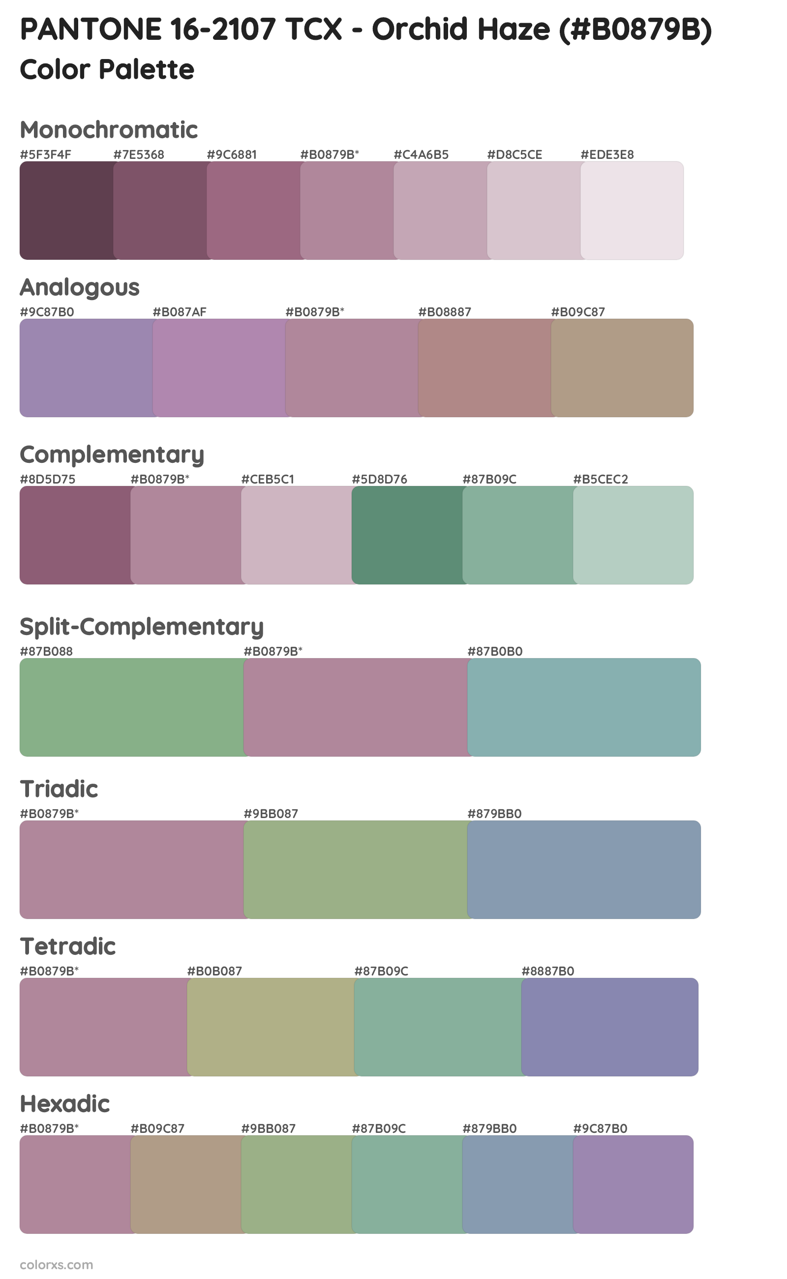 PANTONE 16-2107 TCX - Orchid Haze Color Scheme Palettes