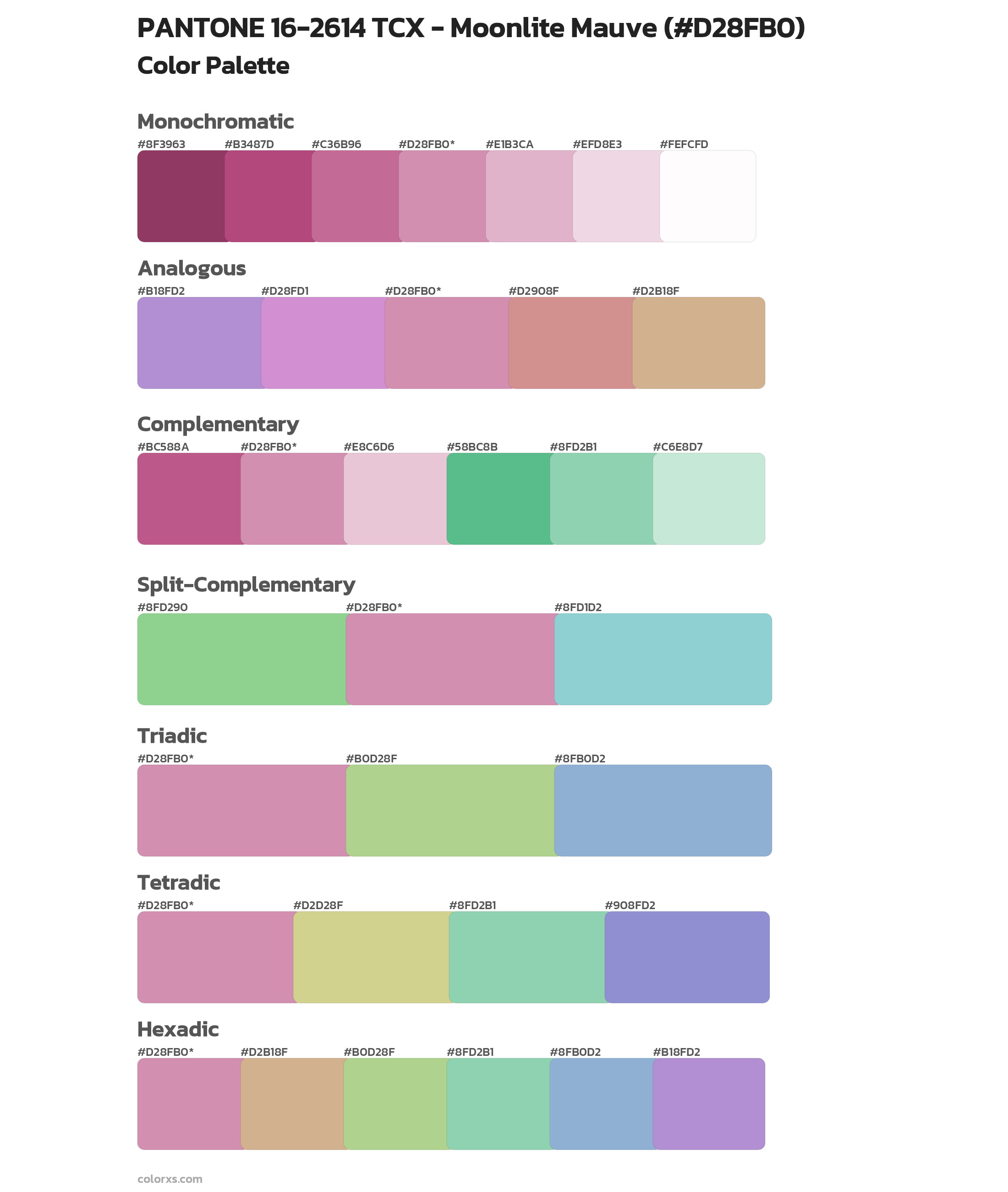 PANTONE 16-2614 TCX - Moonlite Mauve Color Scheme Palettes