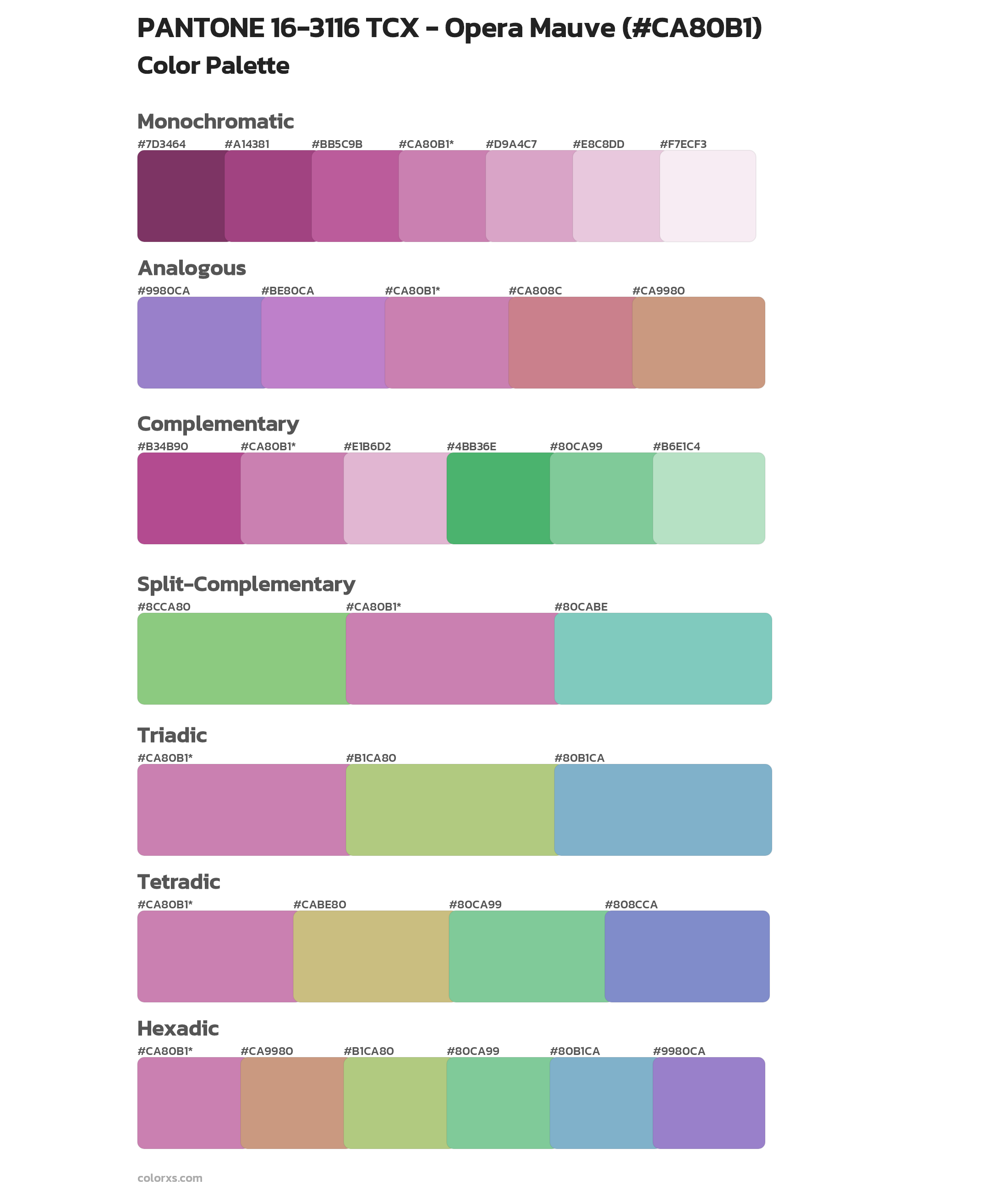 PANTONE 16-3116 TCX - Opera Mauve Color Scheme Palettes