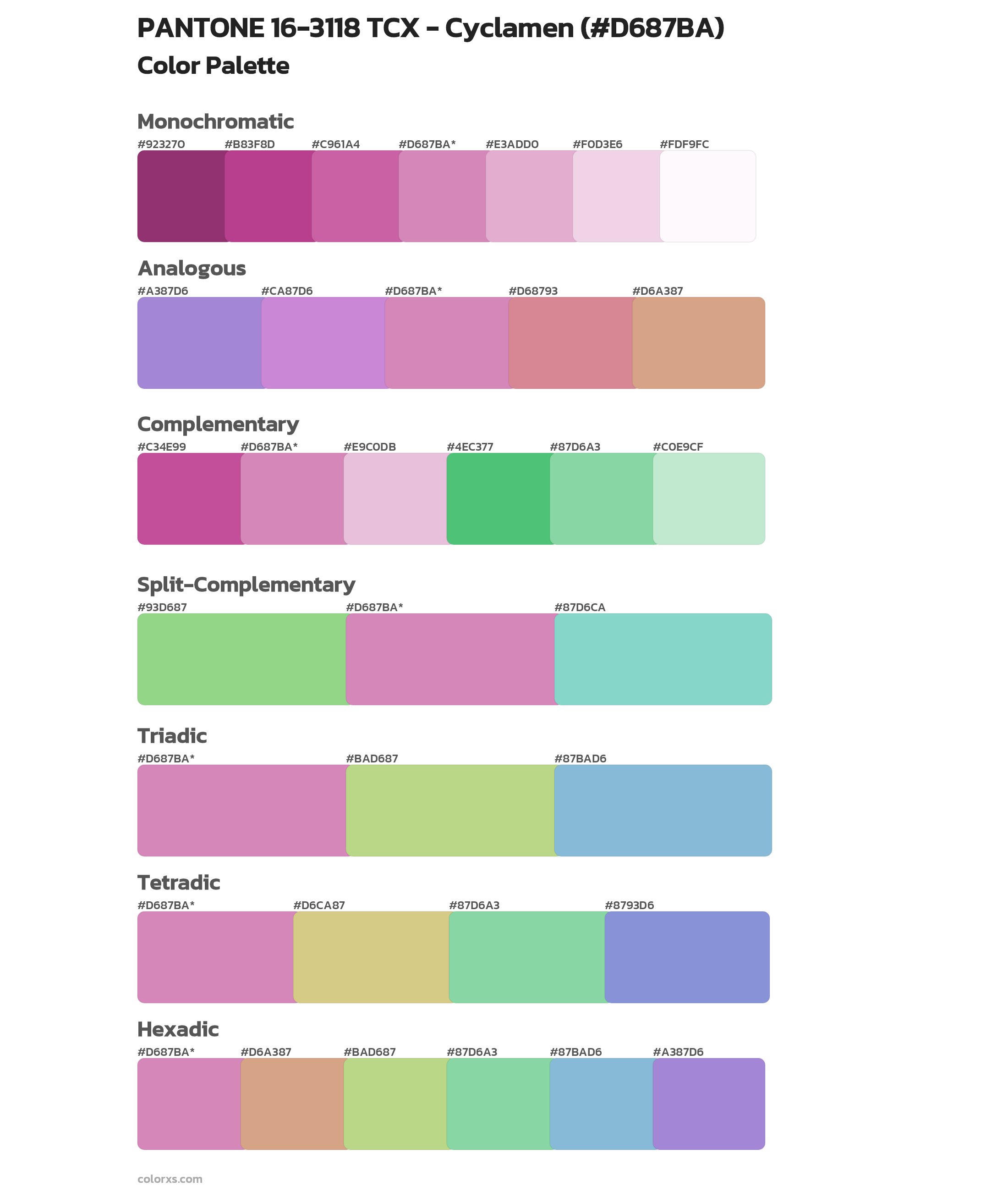 PANTONE 16-3118 TCX - Cyclamen Color Scheme Palettes