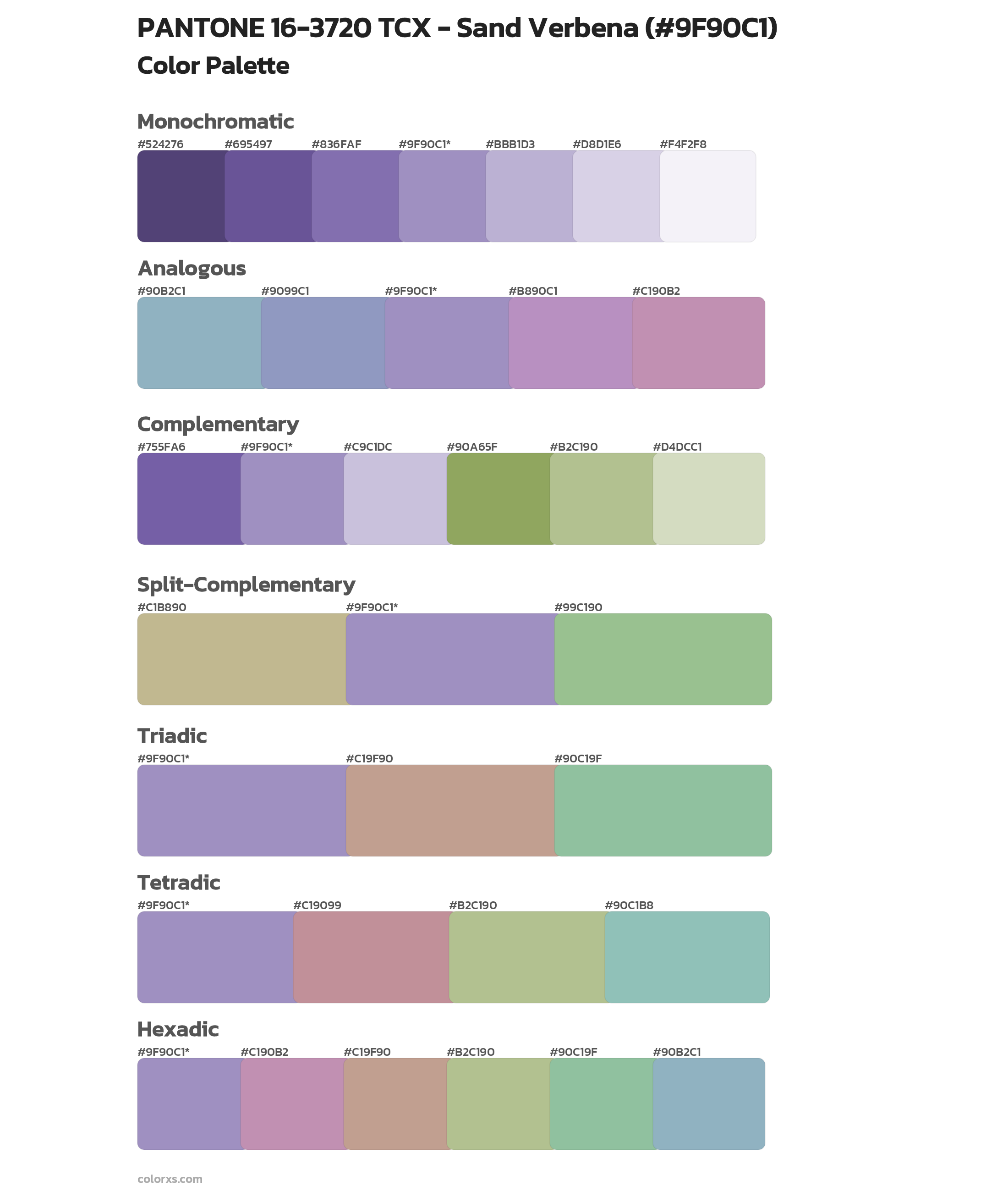 PANTONE 16-3720 TCX - Sand Verbena Color Scheme Palettes