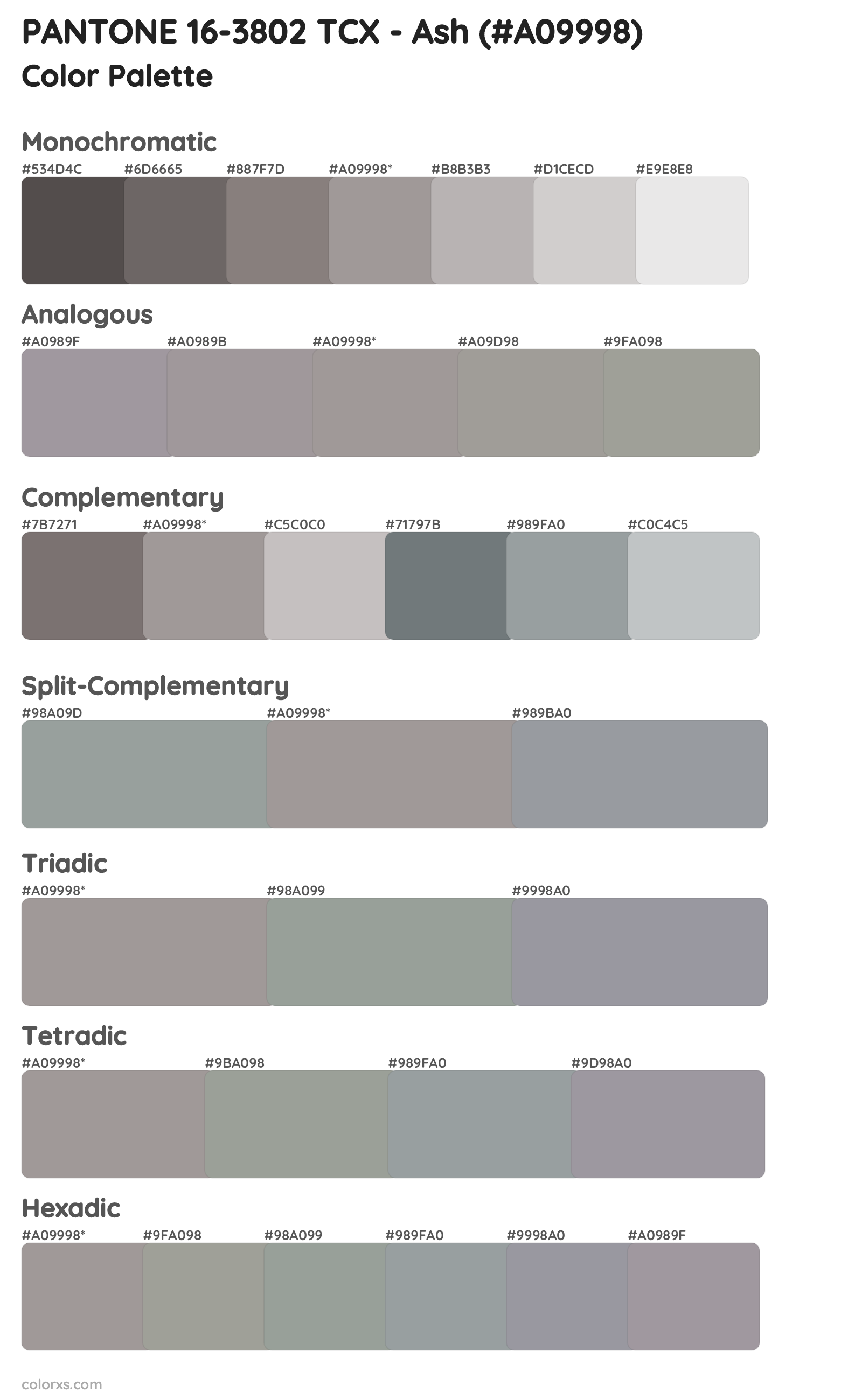 PANTONE 16-3802 TCX - Ash Color Scheme Palettes