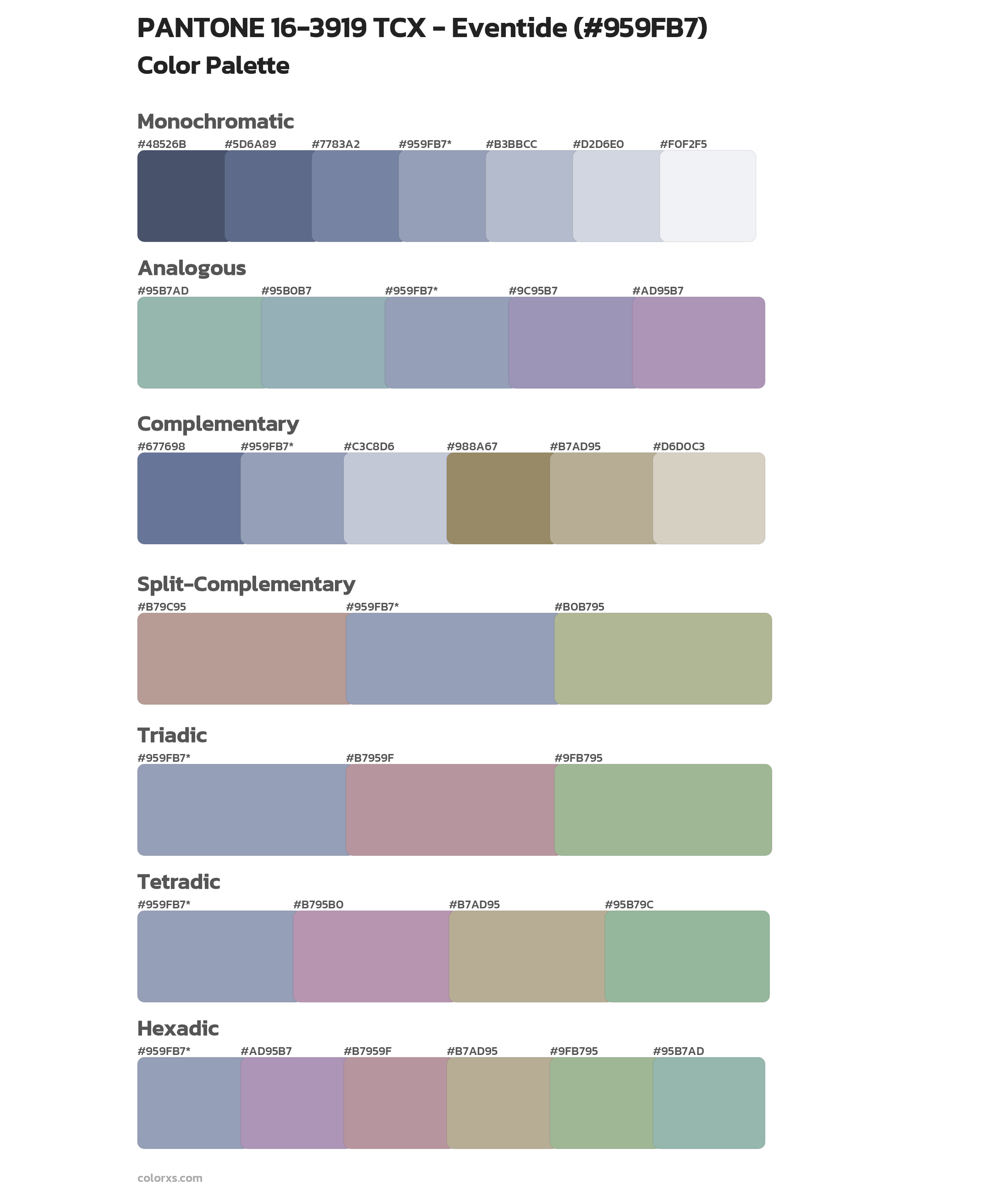 PANTONE 16-3919 TCX - Eventide Color Scheme Palettes