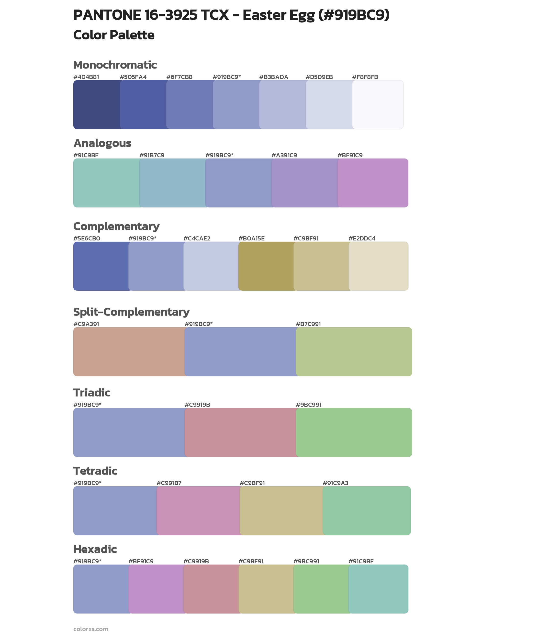 PANTONE 16-3925 TCX - Easter Egg Color Scheme Palettes