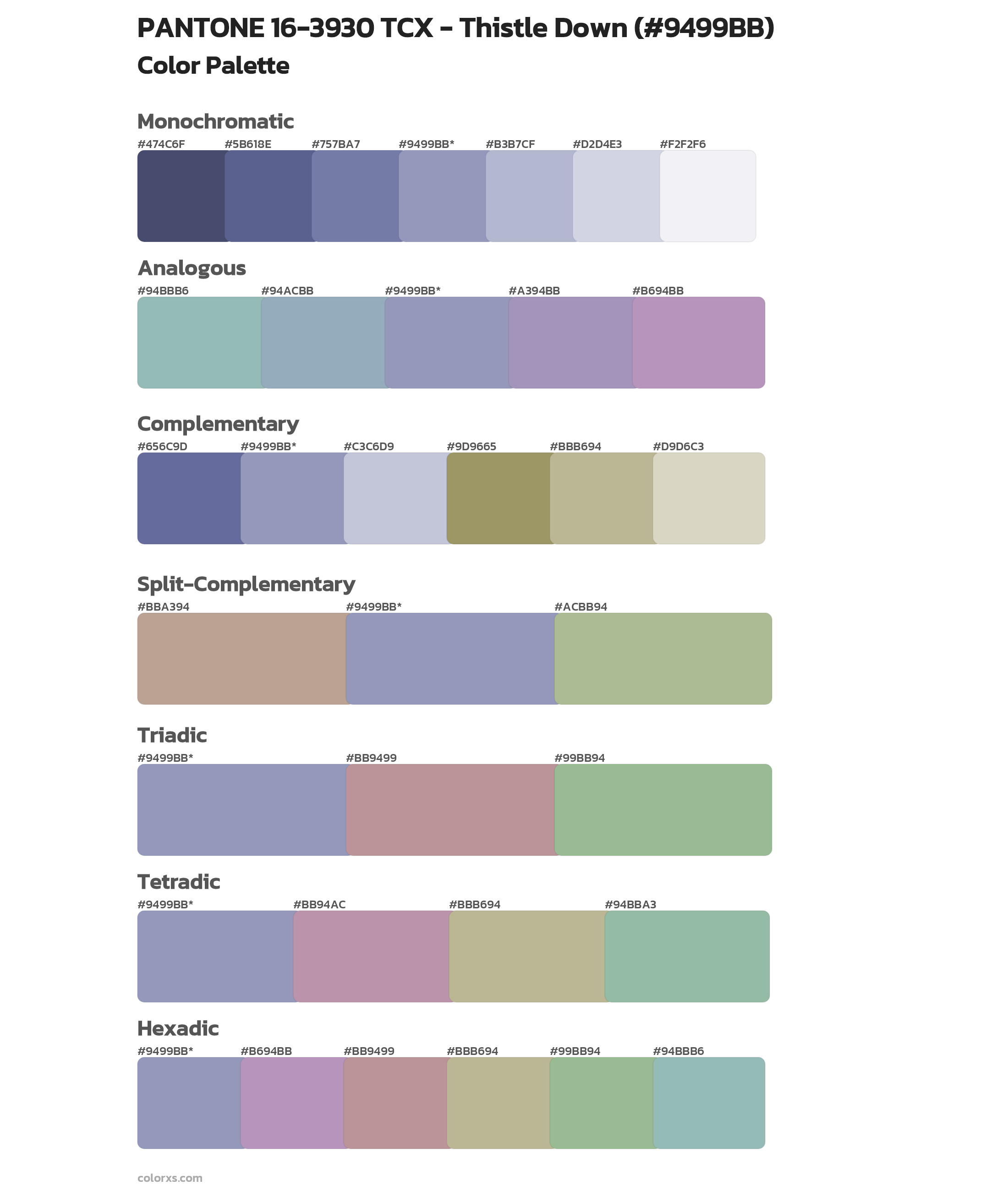 PANTONE 16-3930 TCX - Thistle Down Color Scheme Palettes