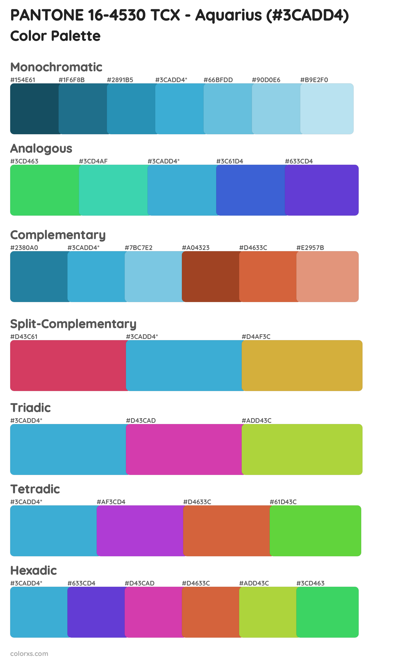 PANTONE 16-4530 TCX - Aquarius Color Scheme Palettes
