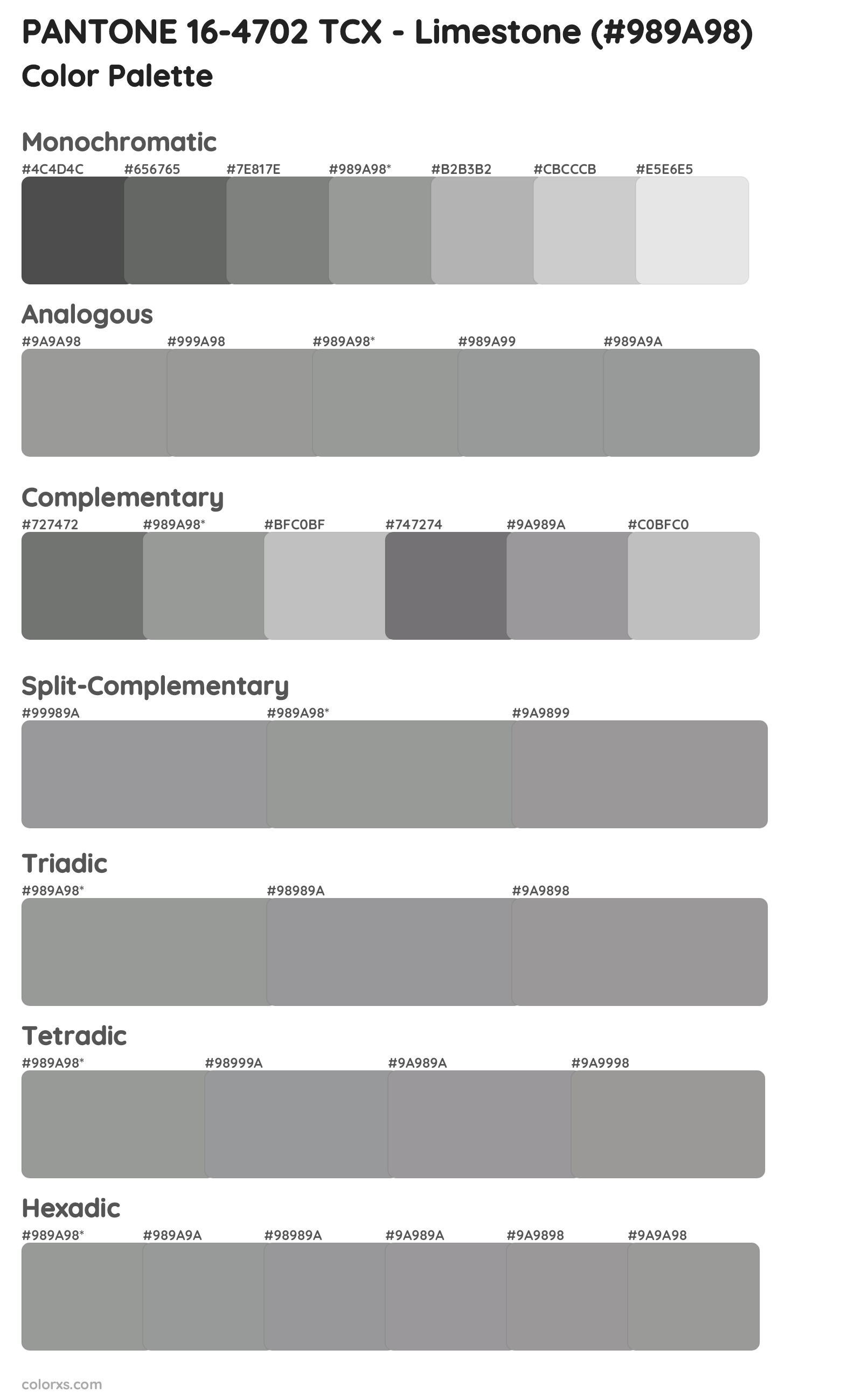 PANTONE 16-4702 TCX - Limestone Color Scheme Palettes