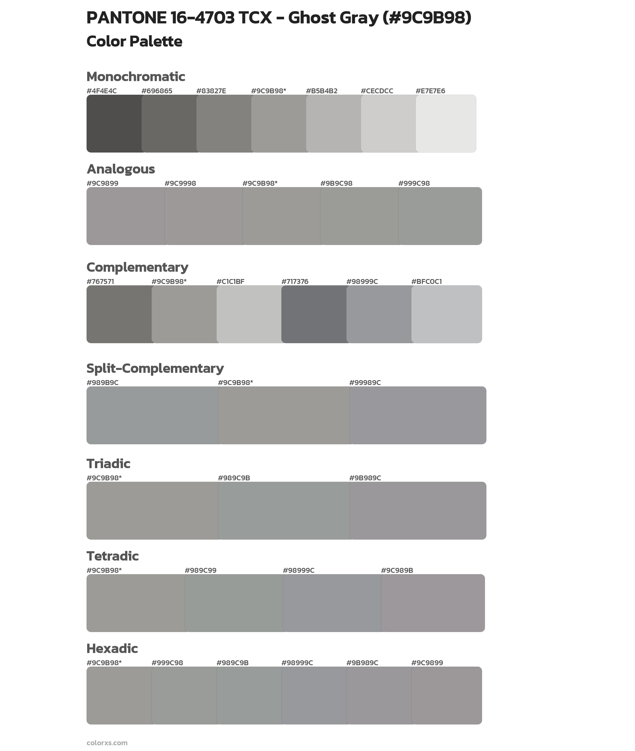 PANTONE 16-4703 TCX - Ghost Gray Color Scheme Palettes