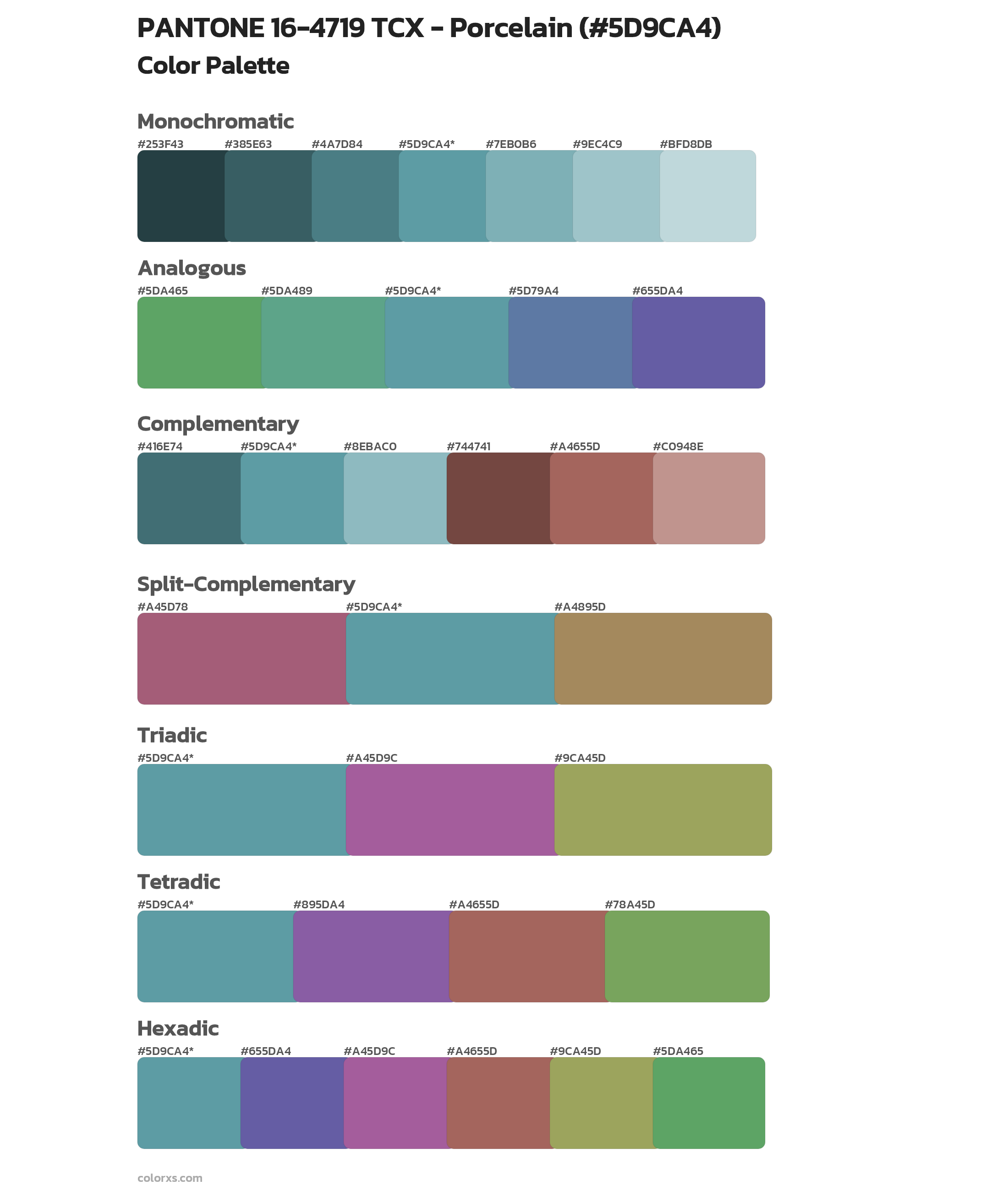 PANTONE 16-4719 TCX - Porcelain Color Scheme Palettes