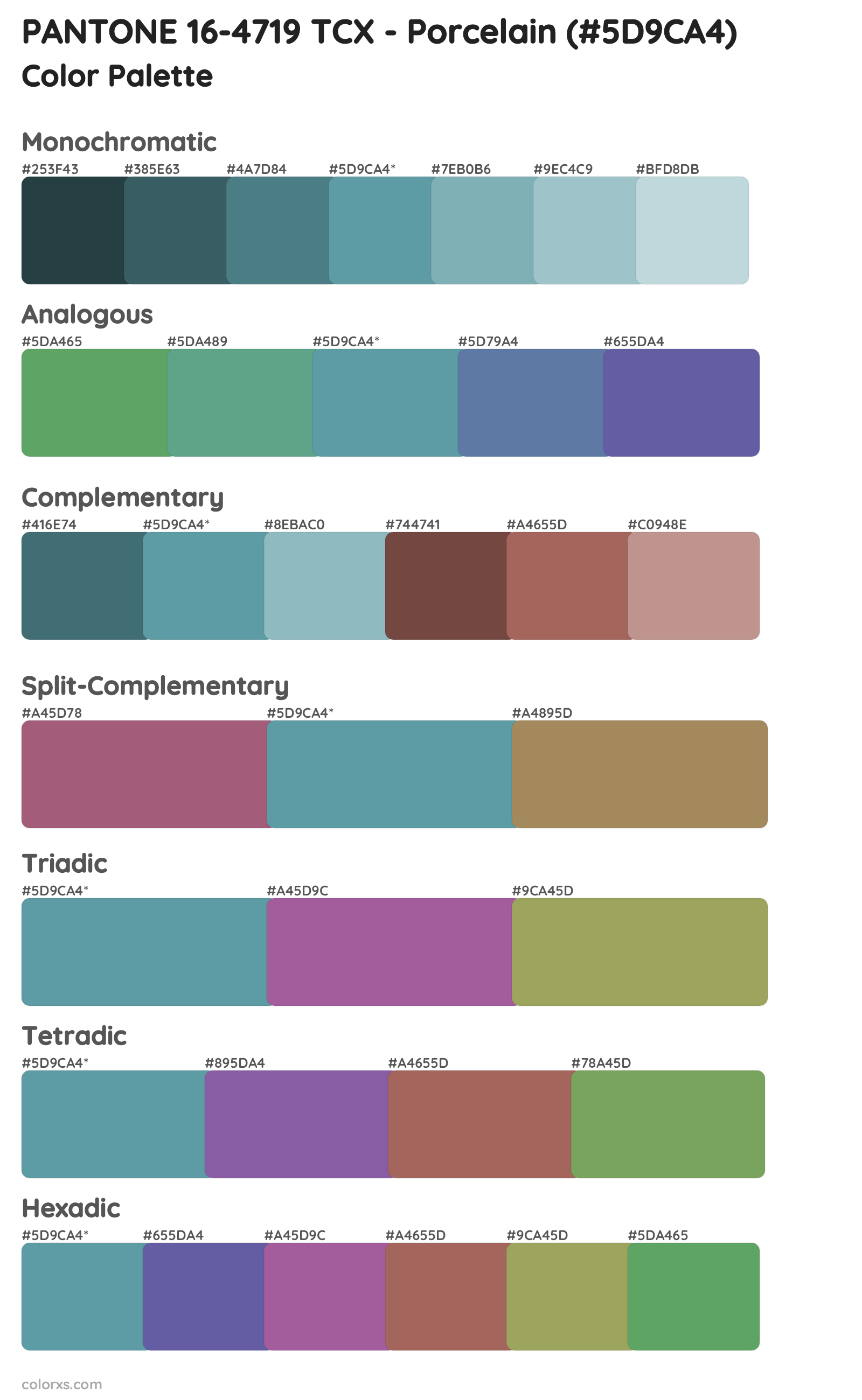 PANTONE 16-4719 TCX - Porcelain Color Scheme Palettes