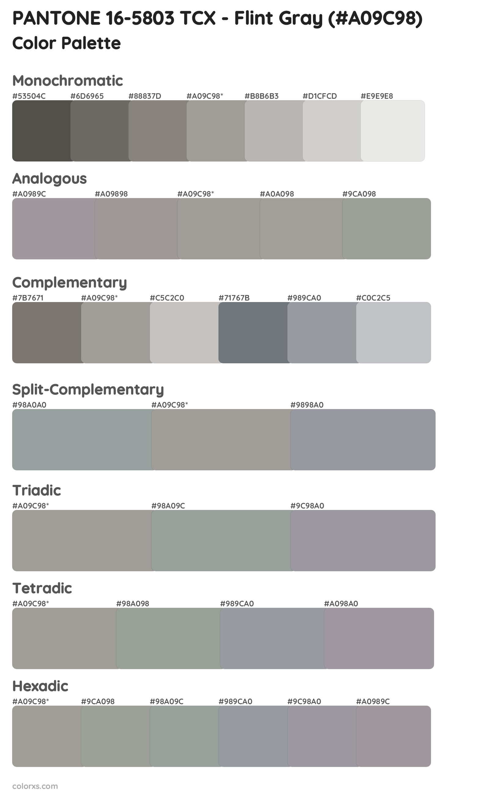 PANTONE 16-5803 TCX - Flint Gray Color Scheme Palettes