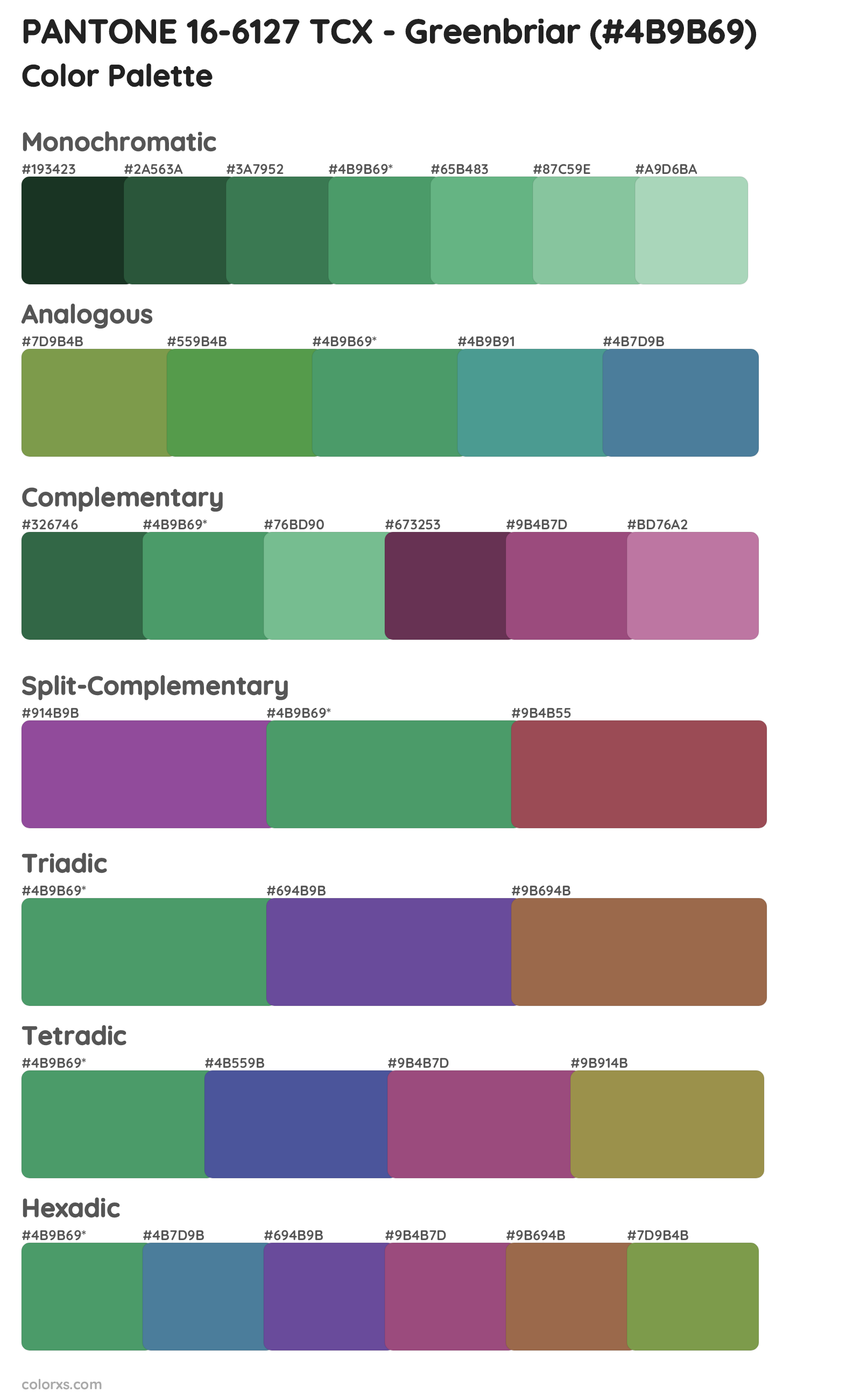 PANTONE 16-6127 TCX - Greenbriar Color Scheme Palettes