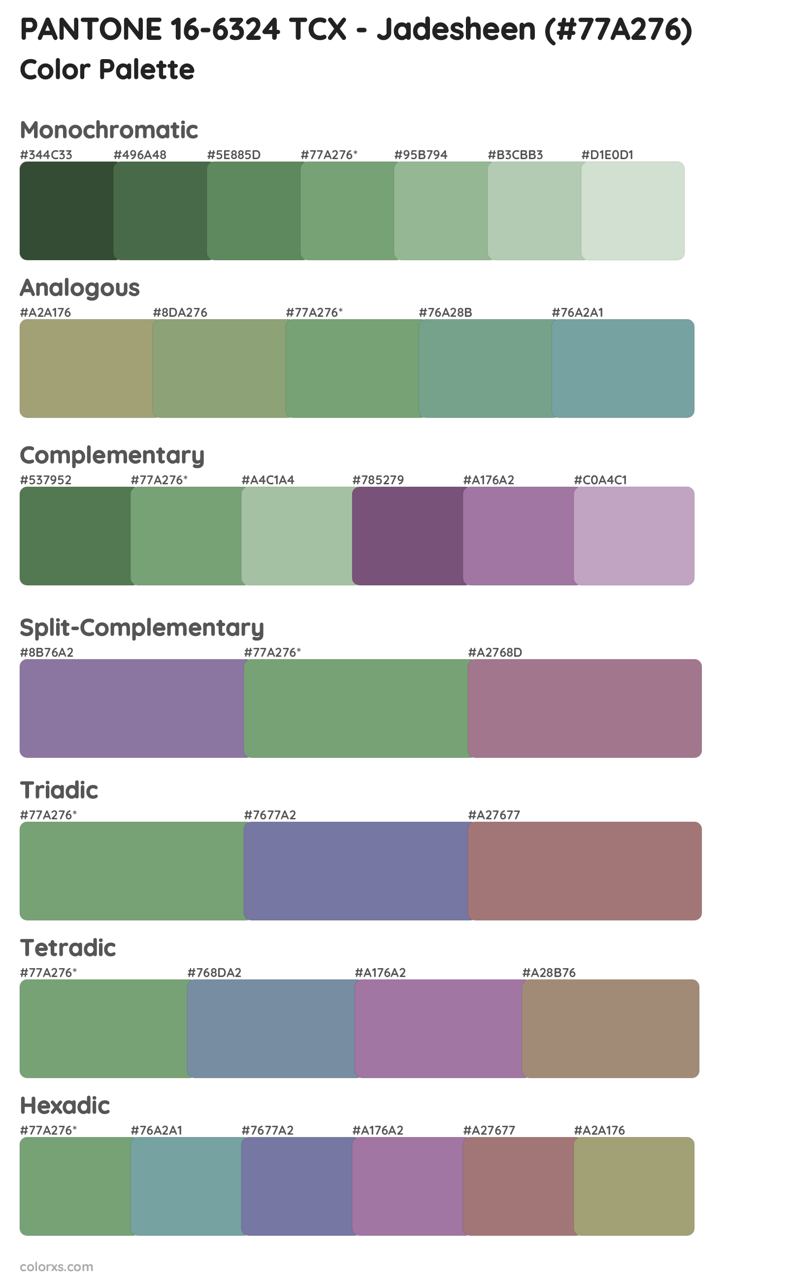 PANTONE 16-6324 TCX - Jadesheen Color Scheme Palettes