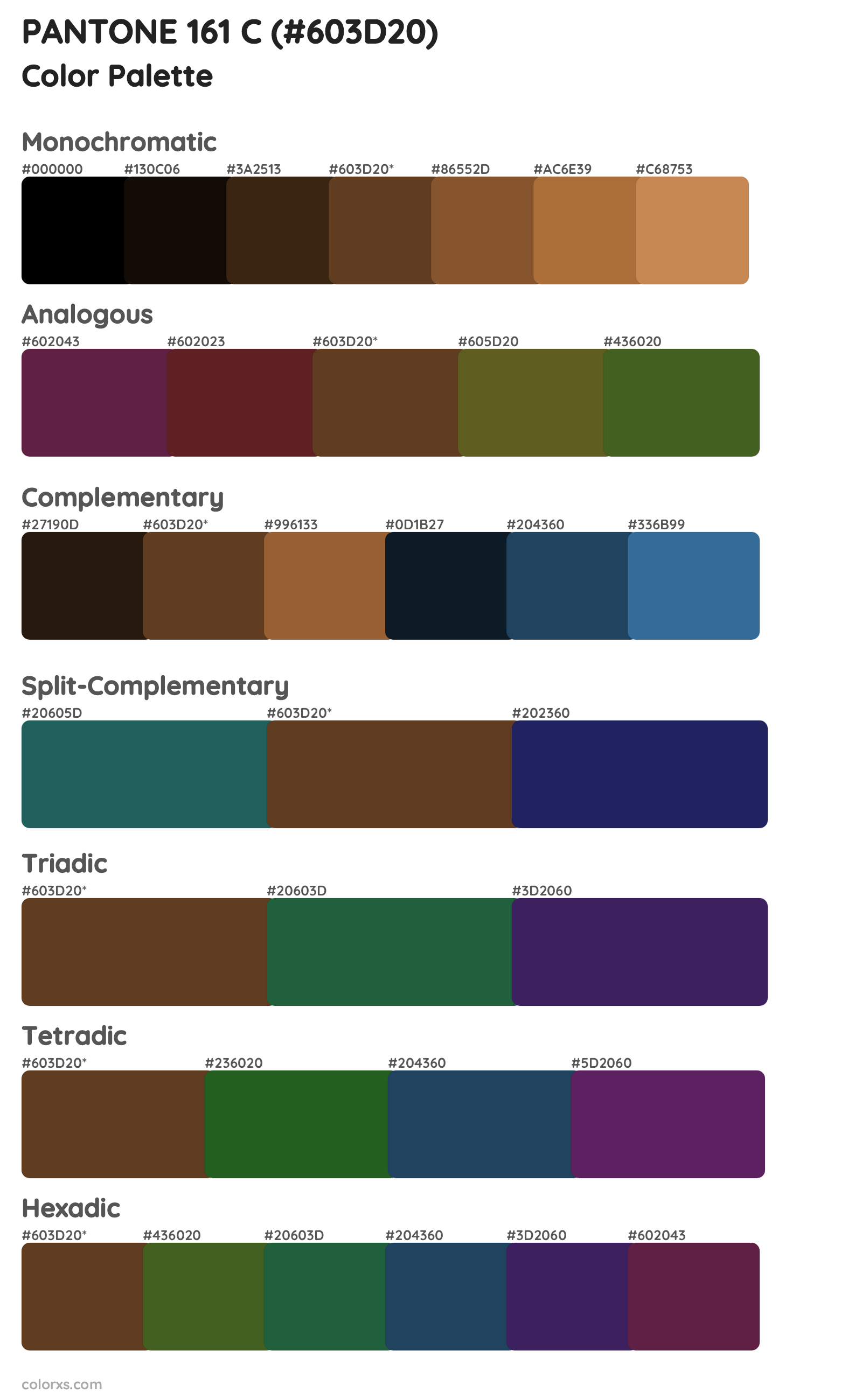 PANTONE 161 C Color Scheme Palettes