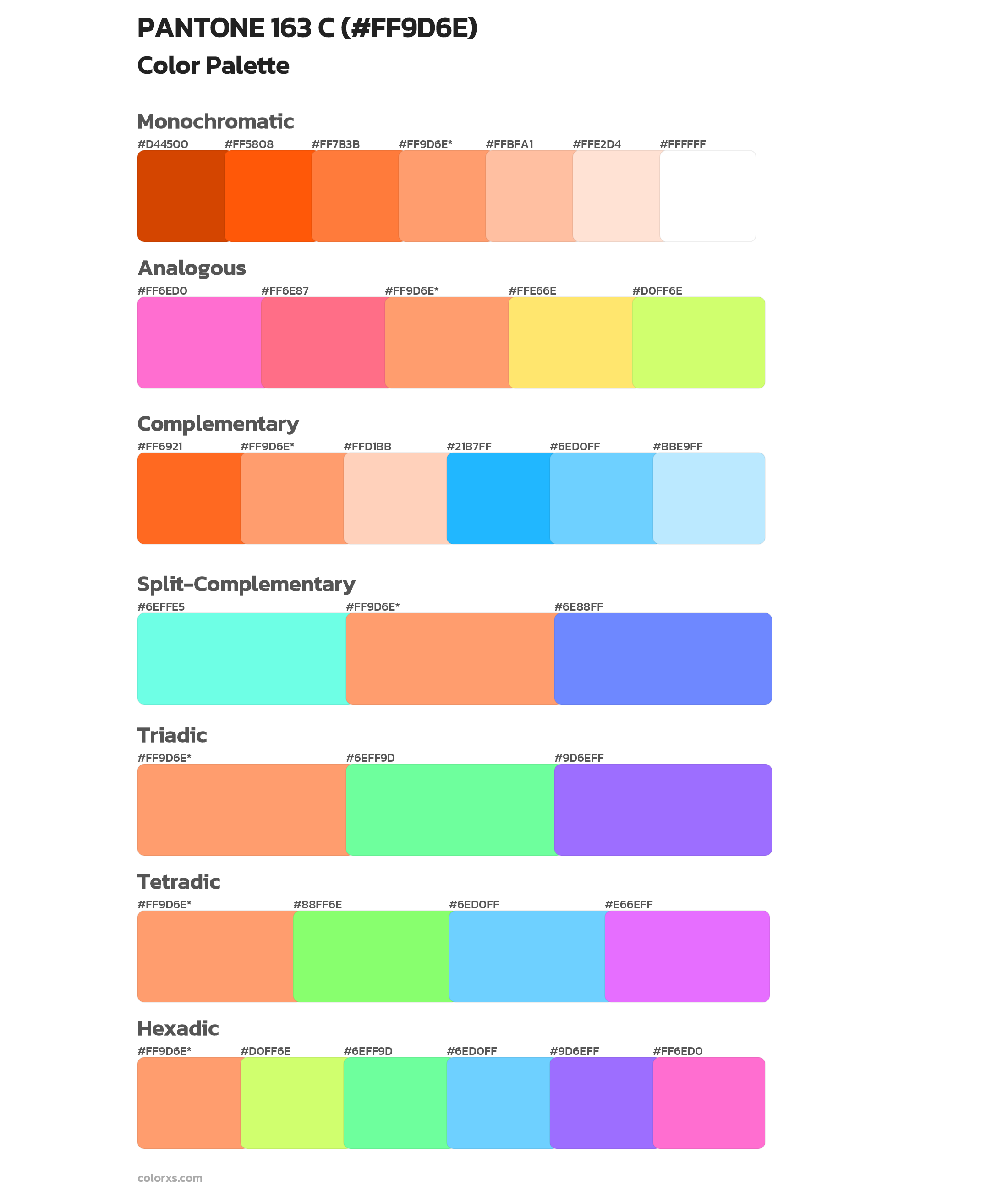 PANTONE 163 C Color Scheme Palettes