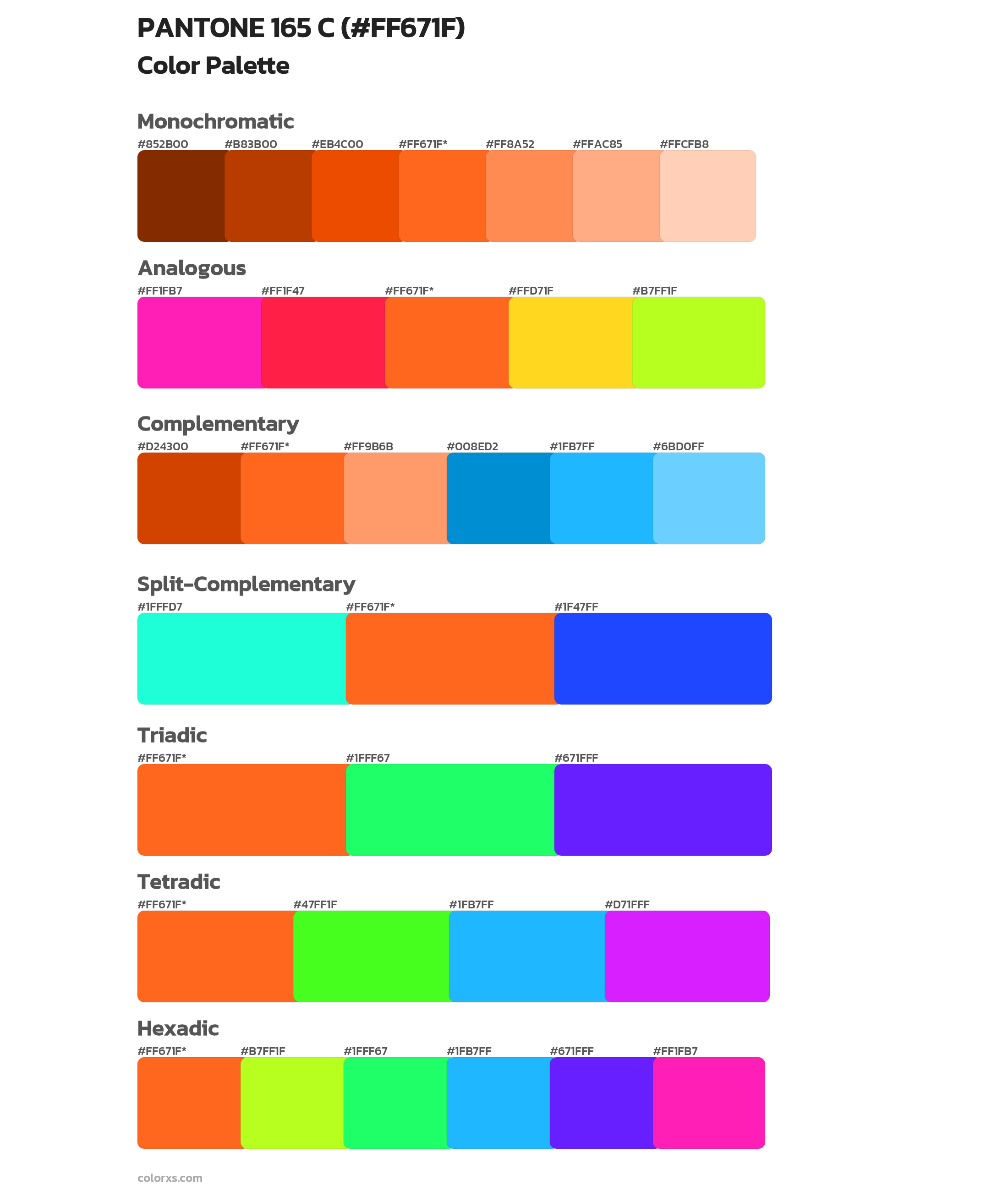 PANTONE 165 C Color Scheme Palettes