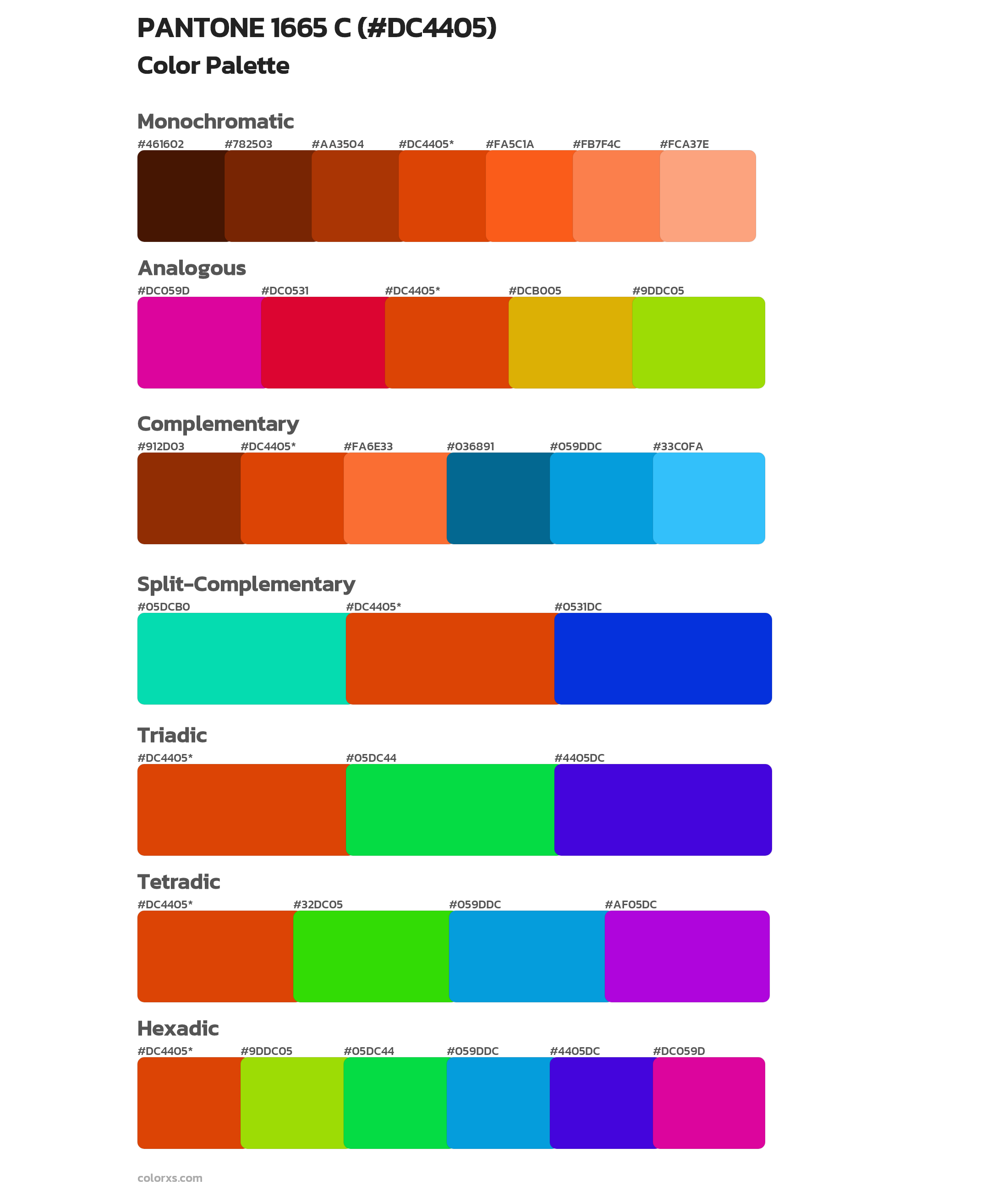 PANTONE 1665 C Color Scheme Palettes