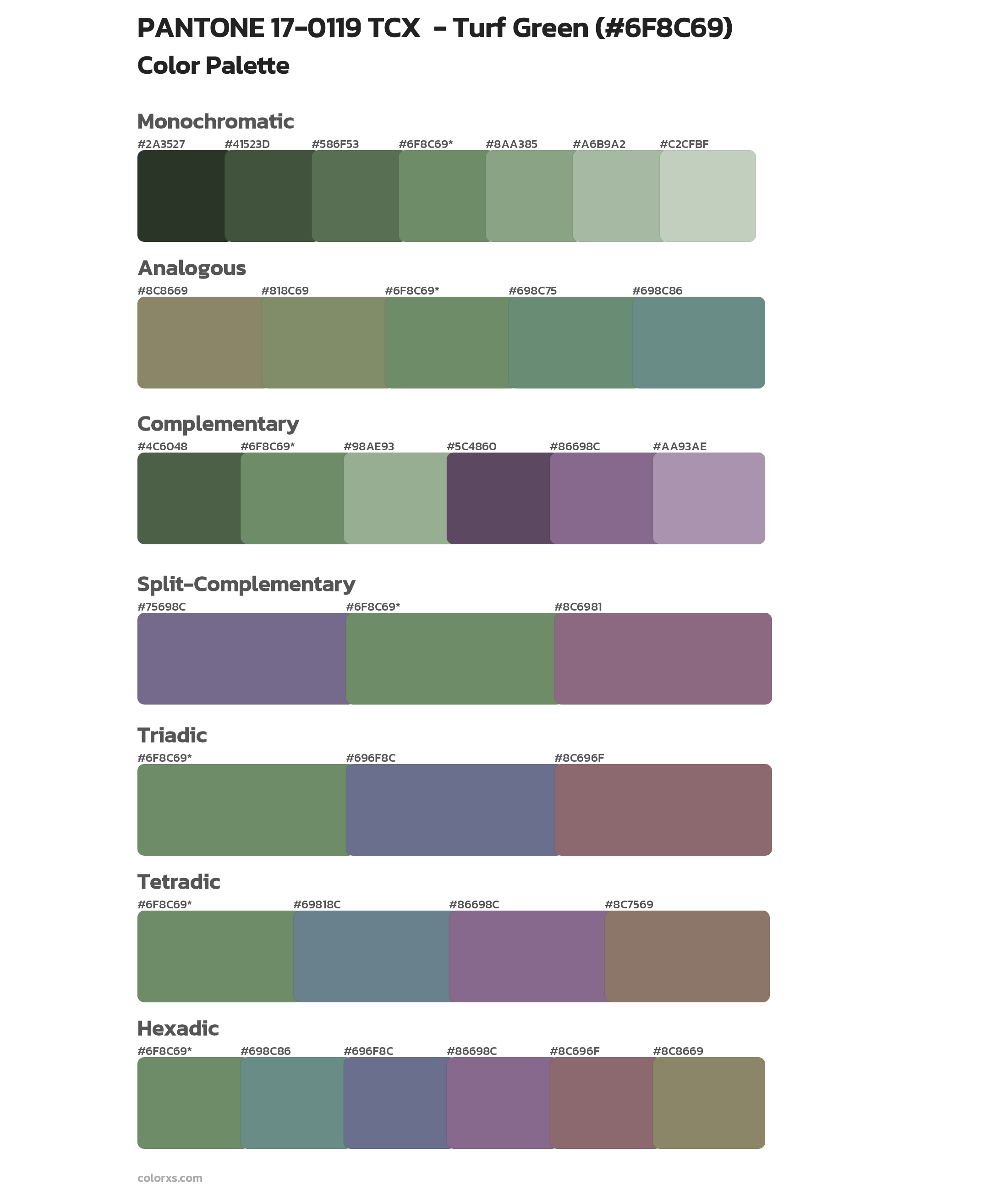 PANTONE 17-0119 TCX  - Turf Green Color Scheme Palettes