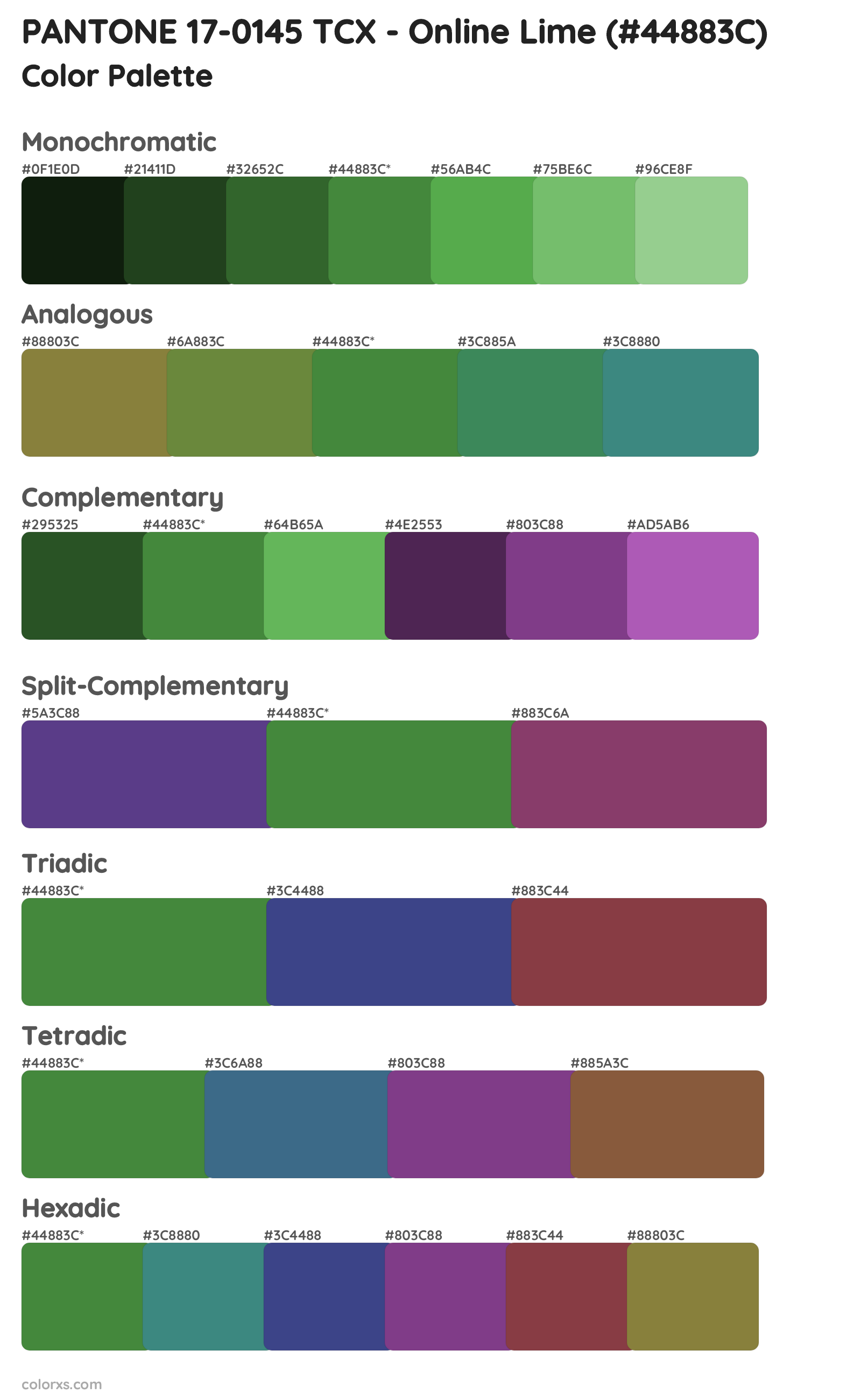 PANTONE 17-0145 TCX - Online Lime Color Scheme Palettes