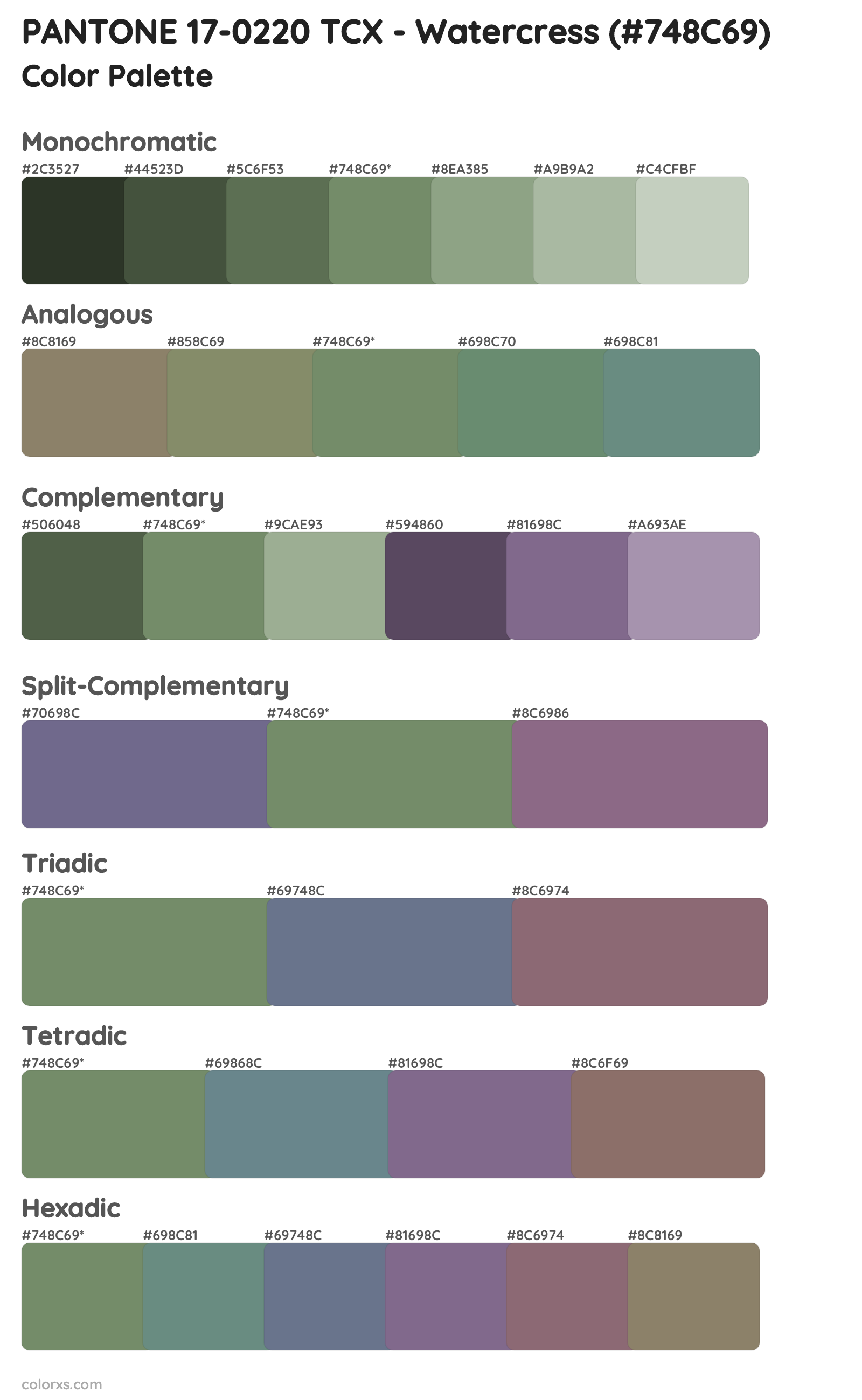 PANTONE 17-0220 TCX - Watercress Color Scheme Palettes