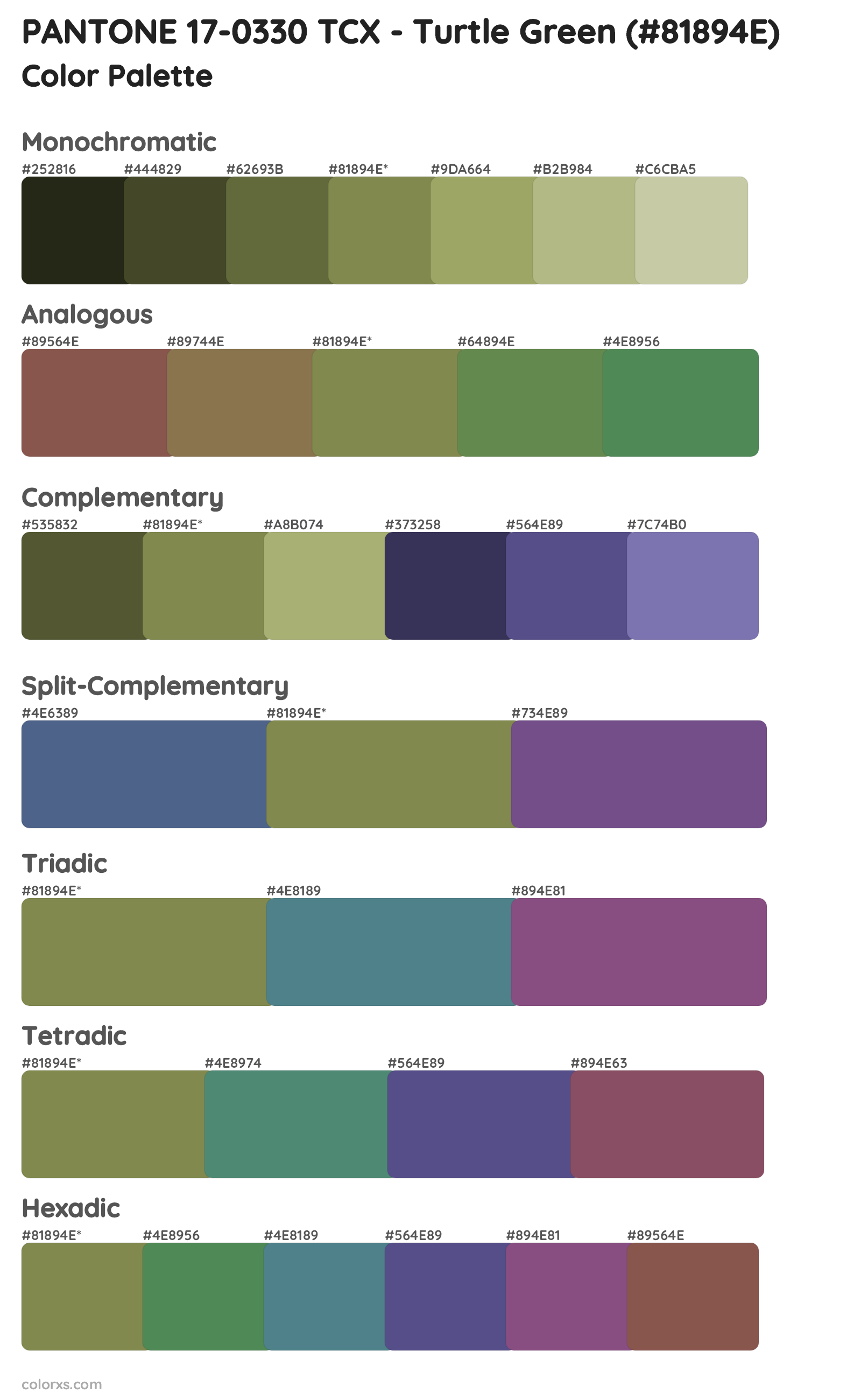 PANTONE 17-0330 TCX - Turtle Green Color Scheme Palettes