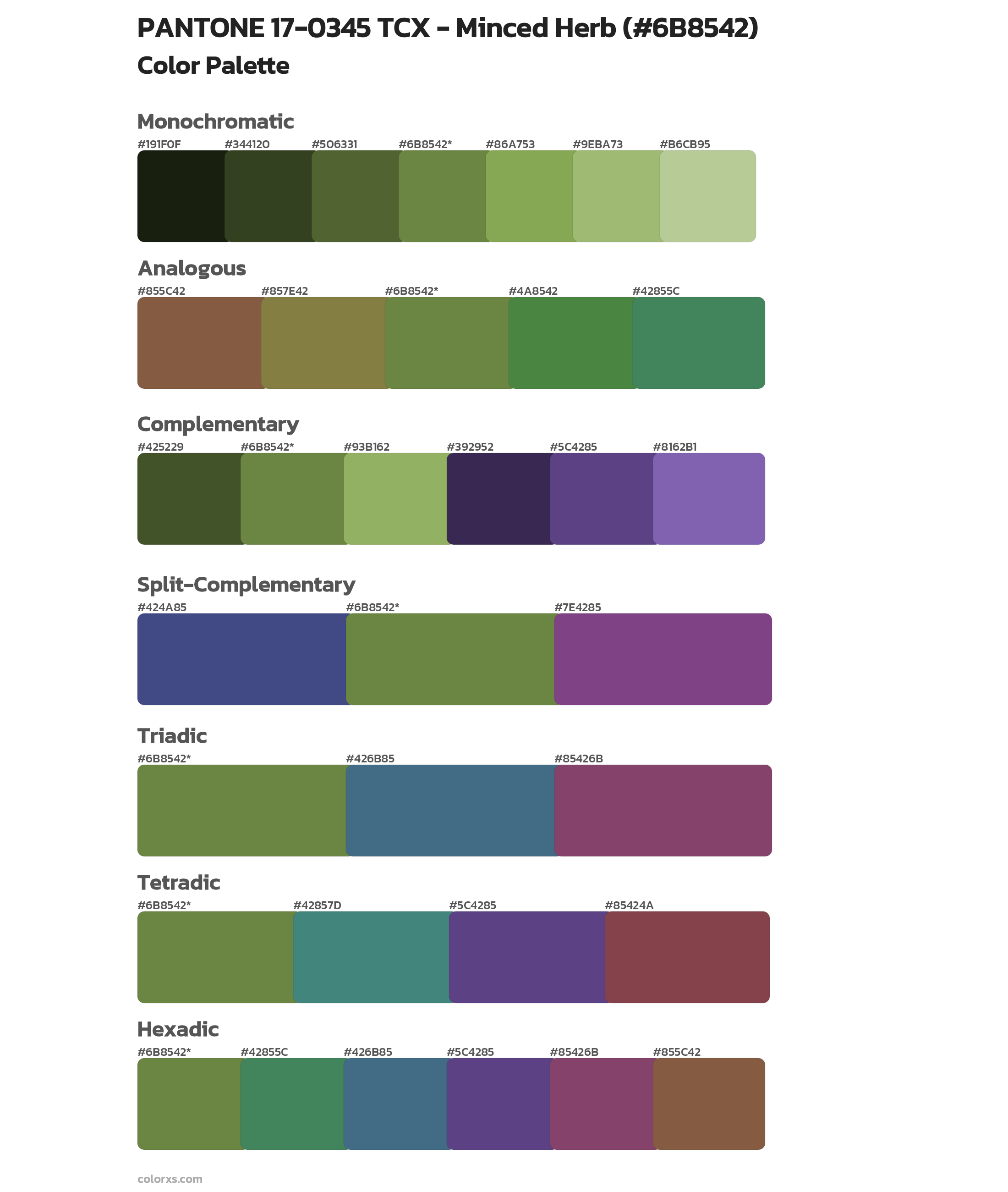 PANTONE 17-0345 TCX - Minced Herb Color Scheme Palettes