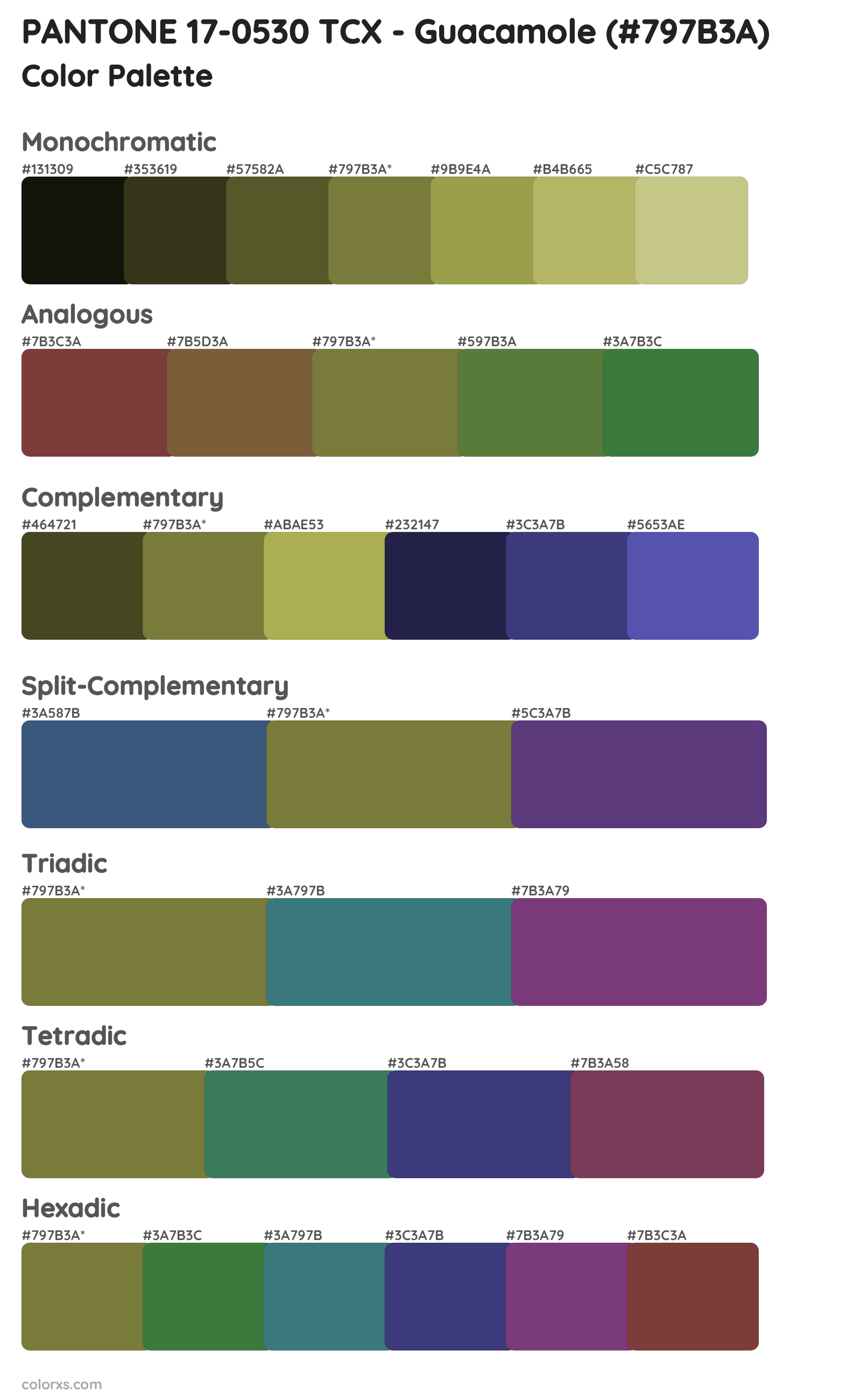 PANTONE 17-0530 TCX - Guacamole Color Scheme Palettes
