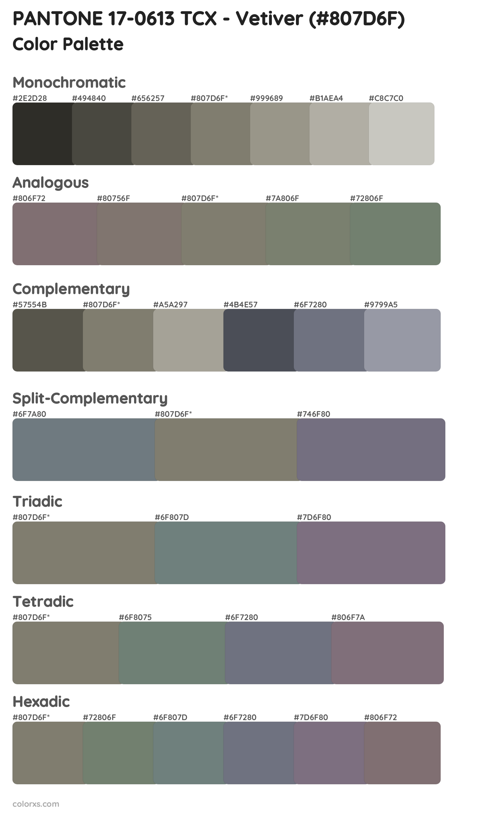 PANTONE 17-0613 TCX - Vetiver Color Scheme Palettes