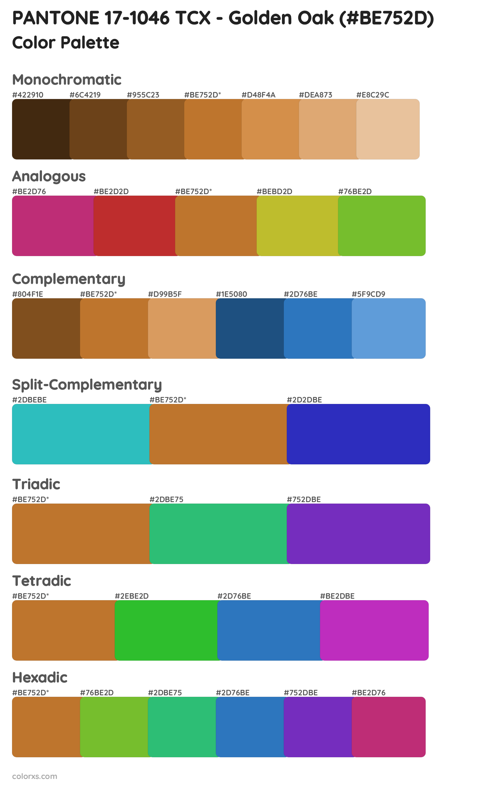 PANTONE 17-1046 TCX - Golden Oak Color Scheme Palettes