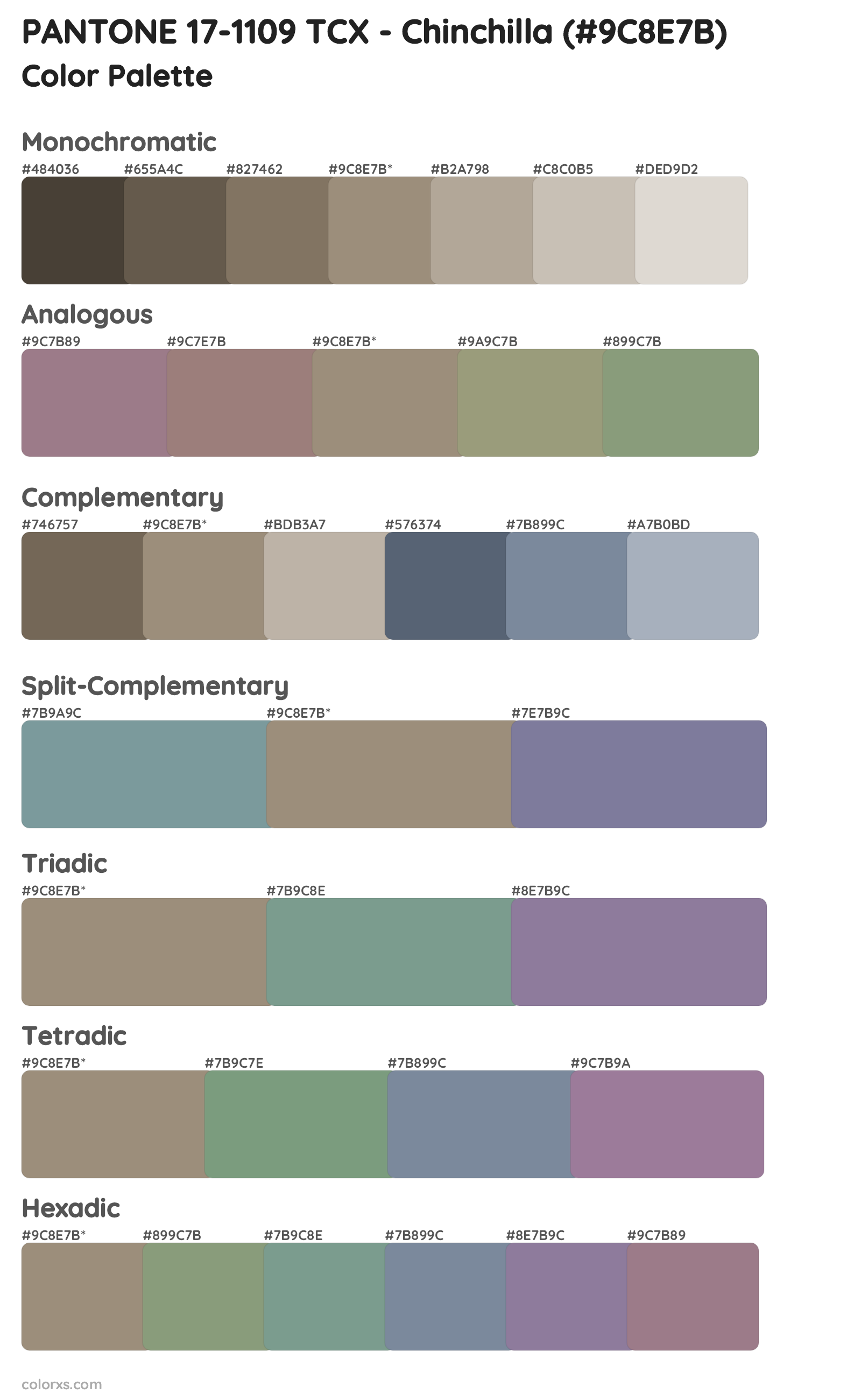 PANTONE 17-1109 TCX - Chinchilla Color Scheme Palettes