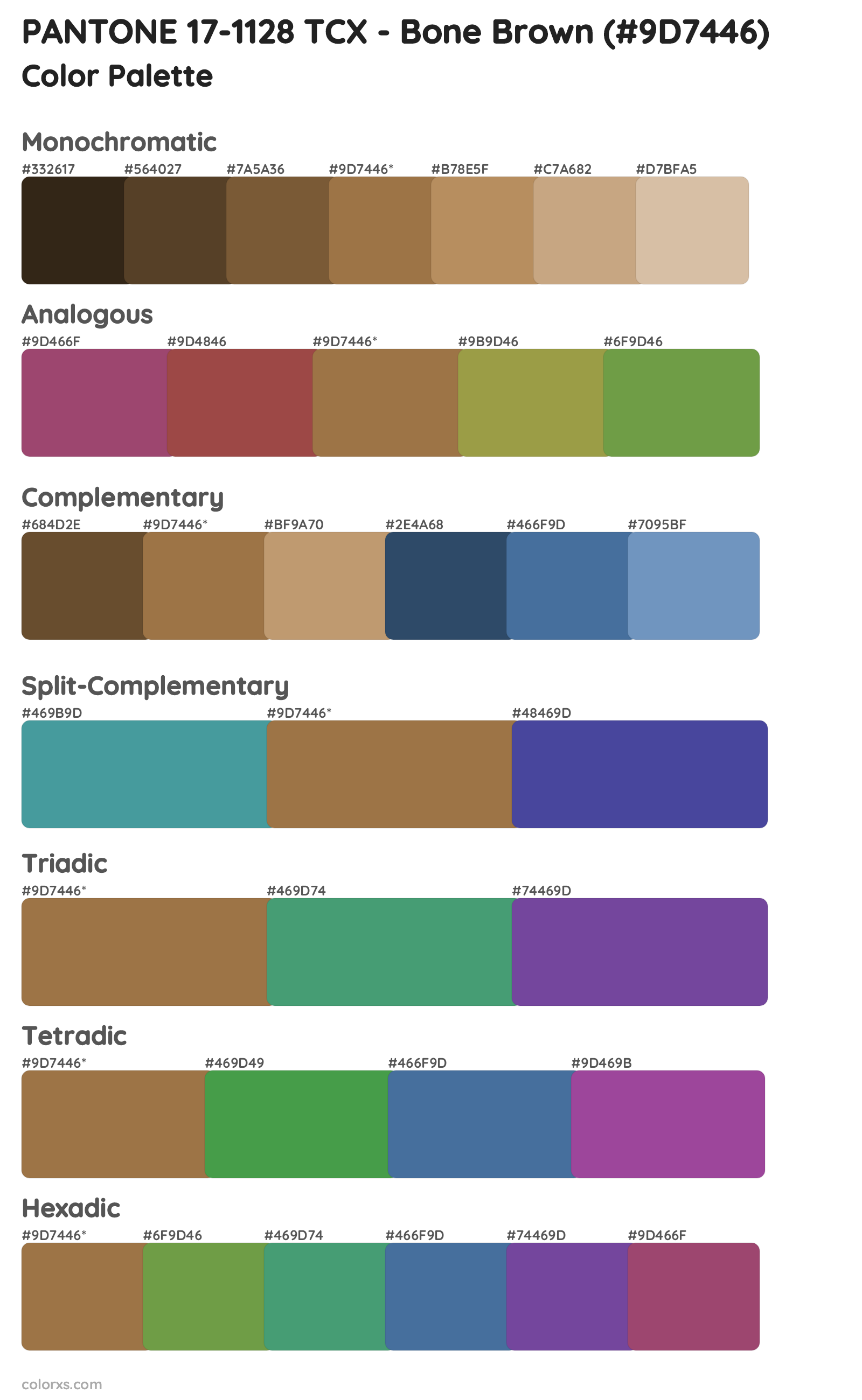 PANTONE 17-1128 TCX - Bone Brown Color Scheme Palettes