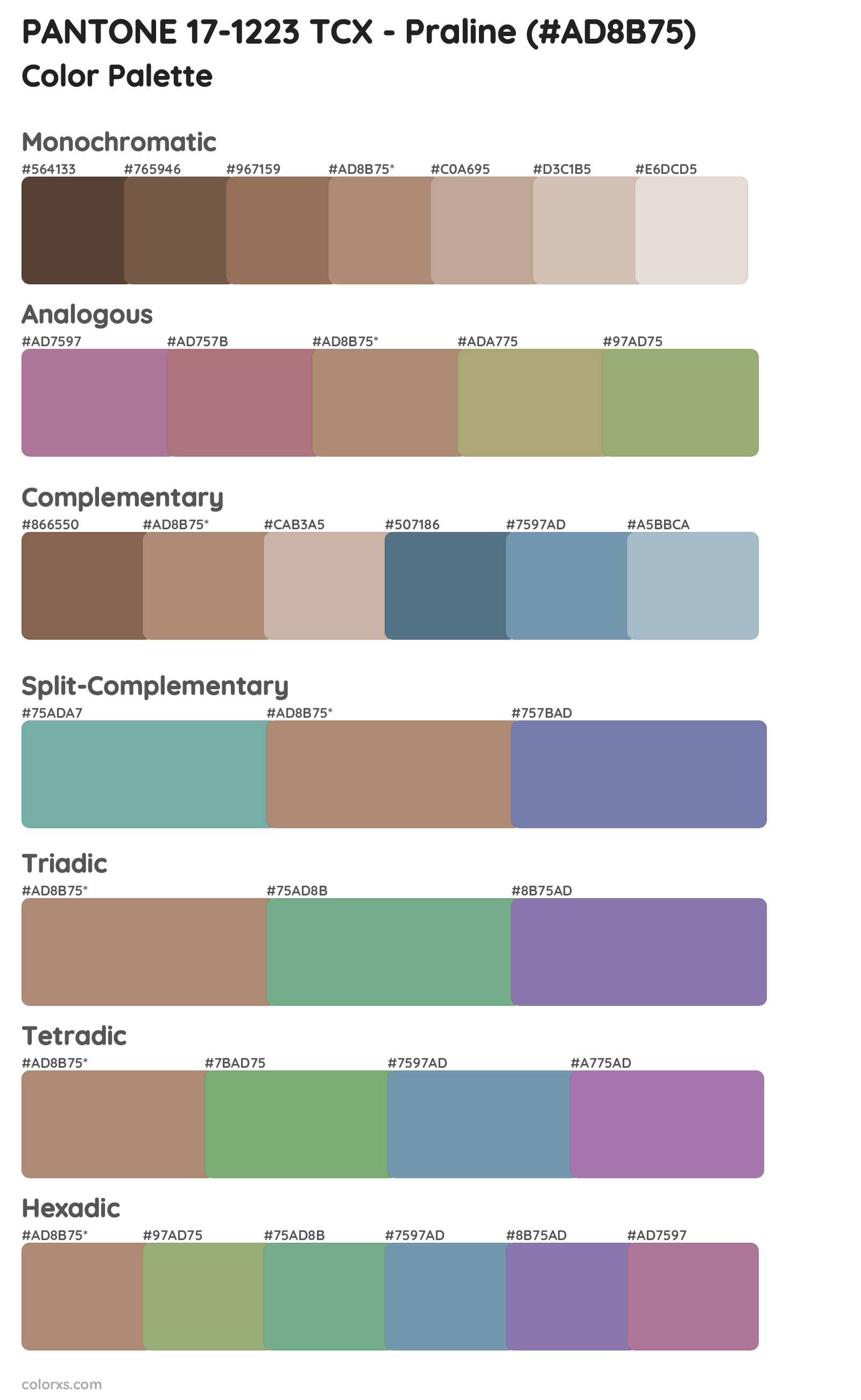 PANTONE 17-1223 TCX - Praline Color Scheme Palettes