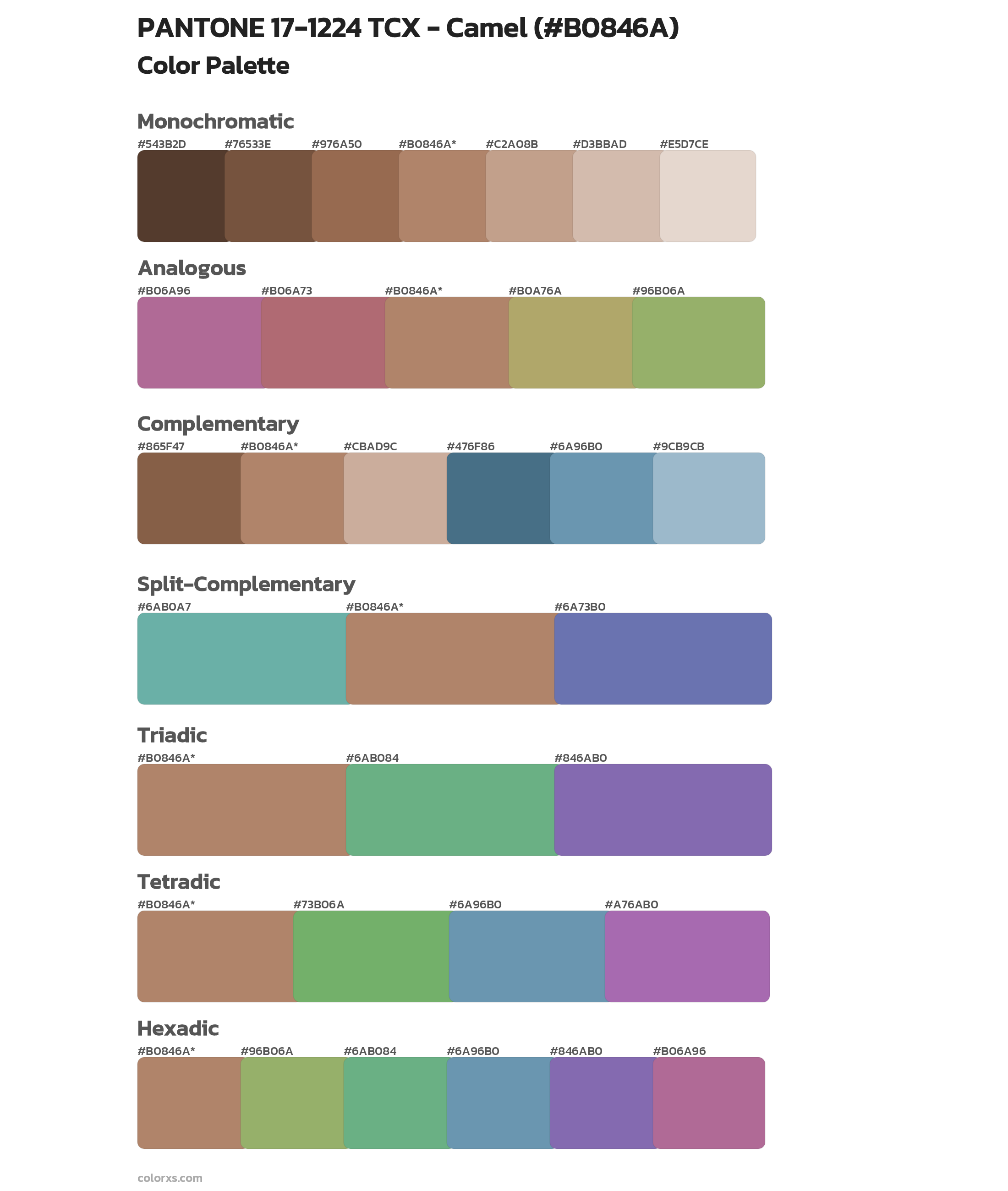 PANTONE 17-1224 TCX - Camel Color Scheme Palettes