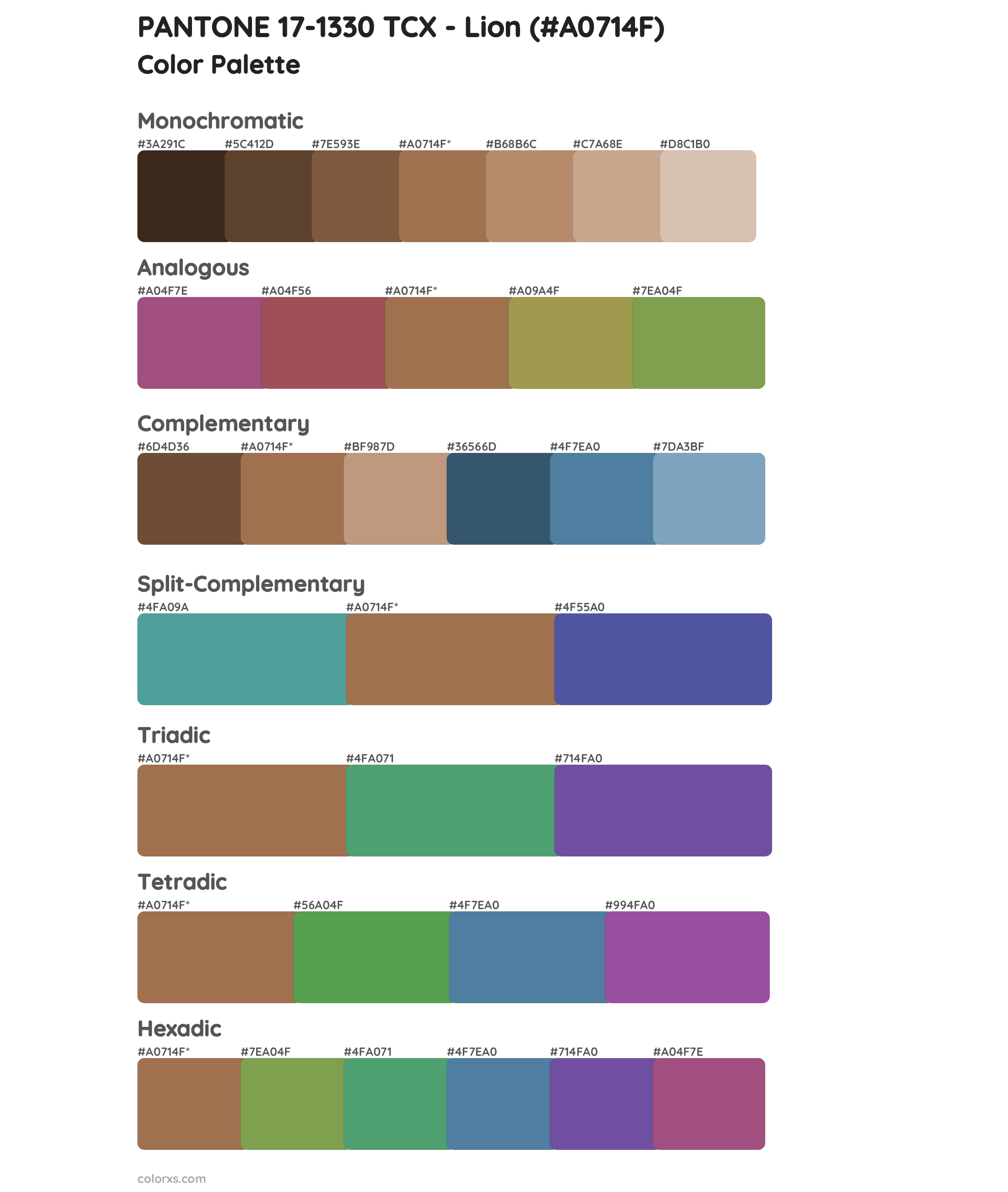 PANTONE 17-1330 TCX - Lion Color Scheme Palettes