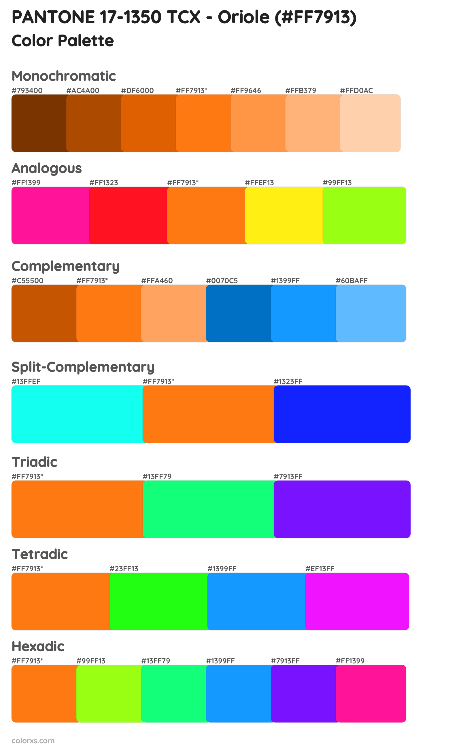 PANTONE 17-1350 TCX - Oriole Color Scheme Palettes