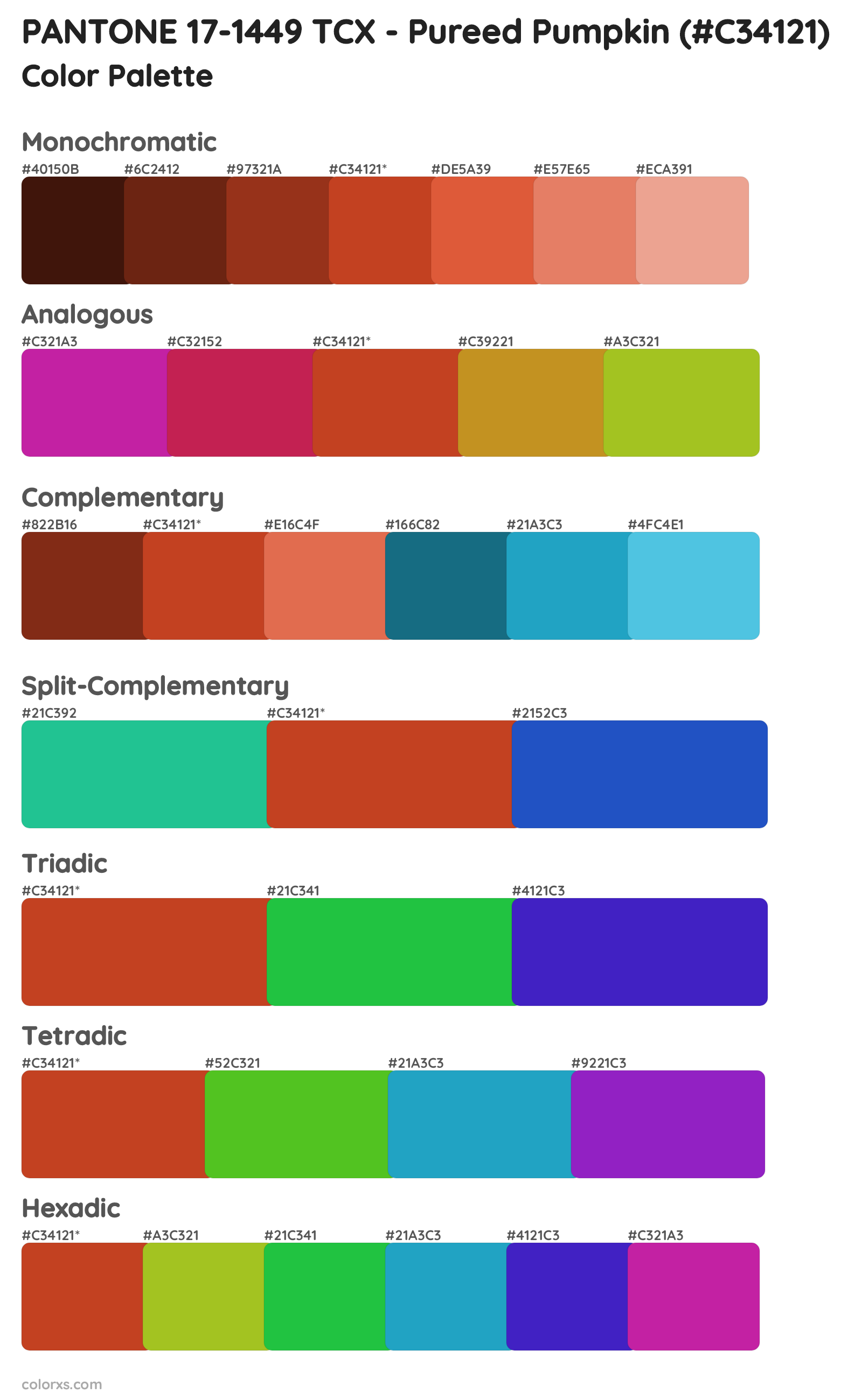 PANTONE 17-1449 TCX - Pureed Pumpkin Color Scheme Palettes