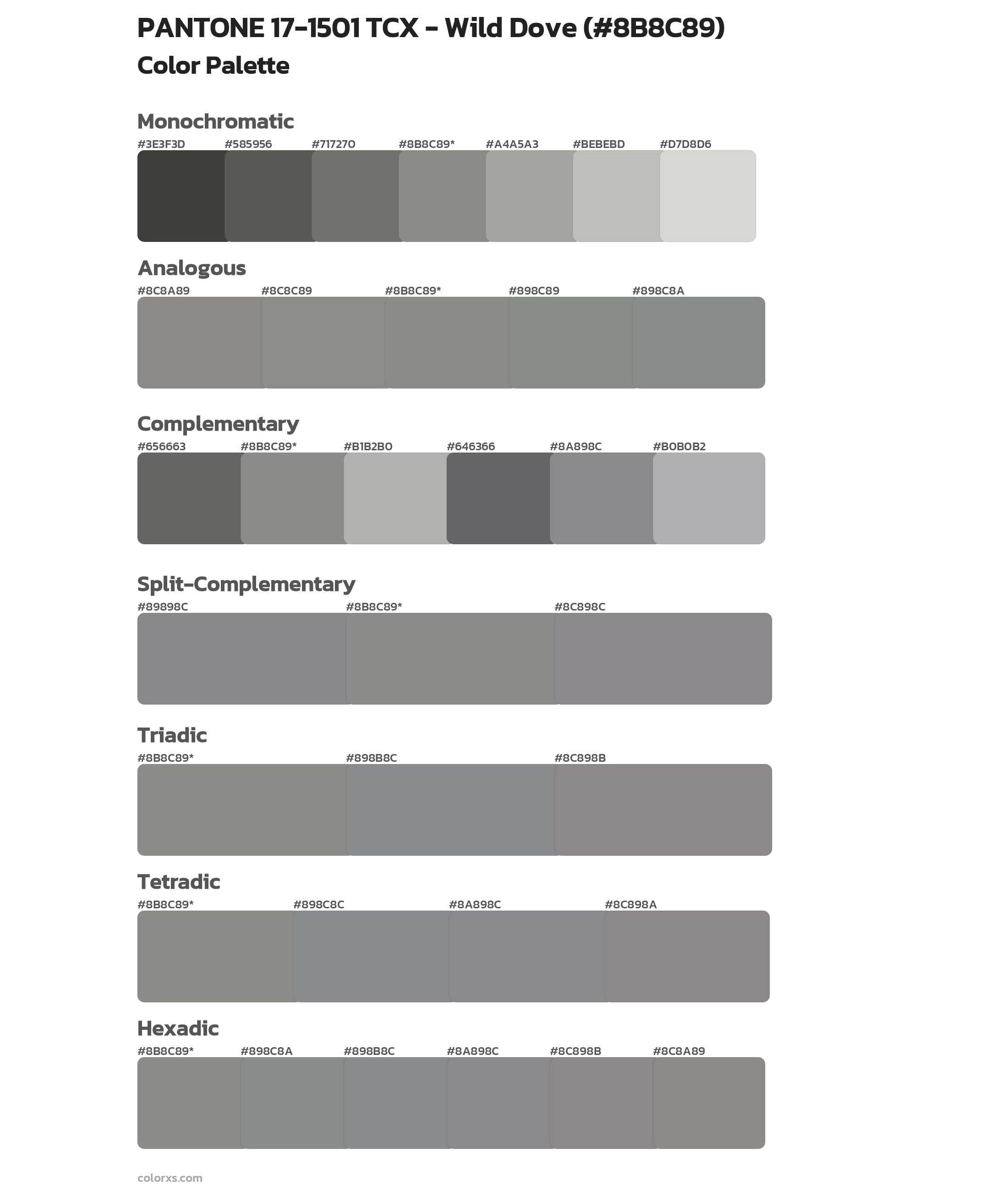 PANTONE 17-1501 TCX - Wild Dove Color Scheme Palettes