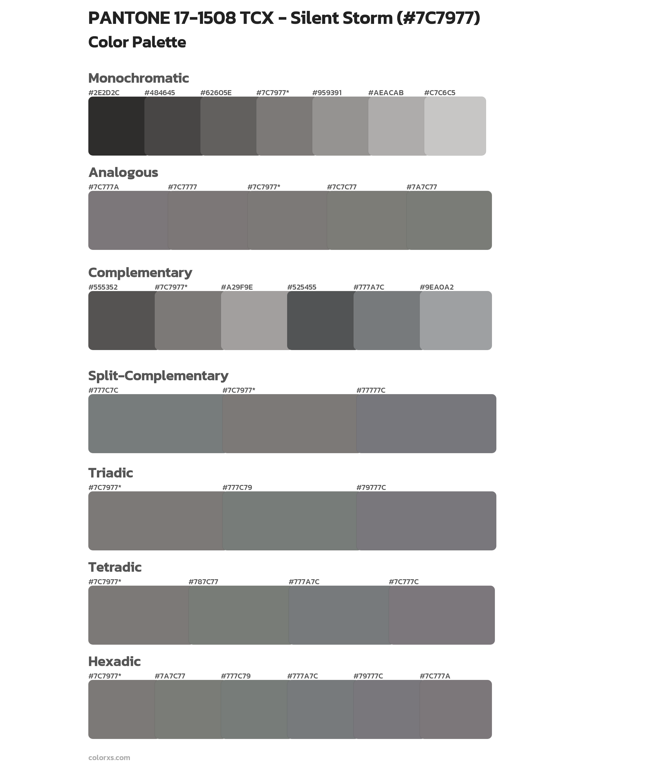 PANTONE 17-1508 TCX - Silent Storm Color Scheme Palettes