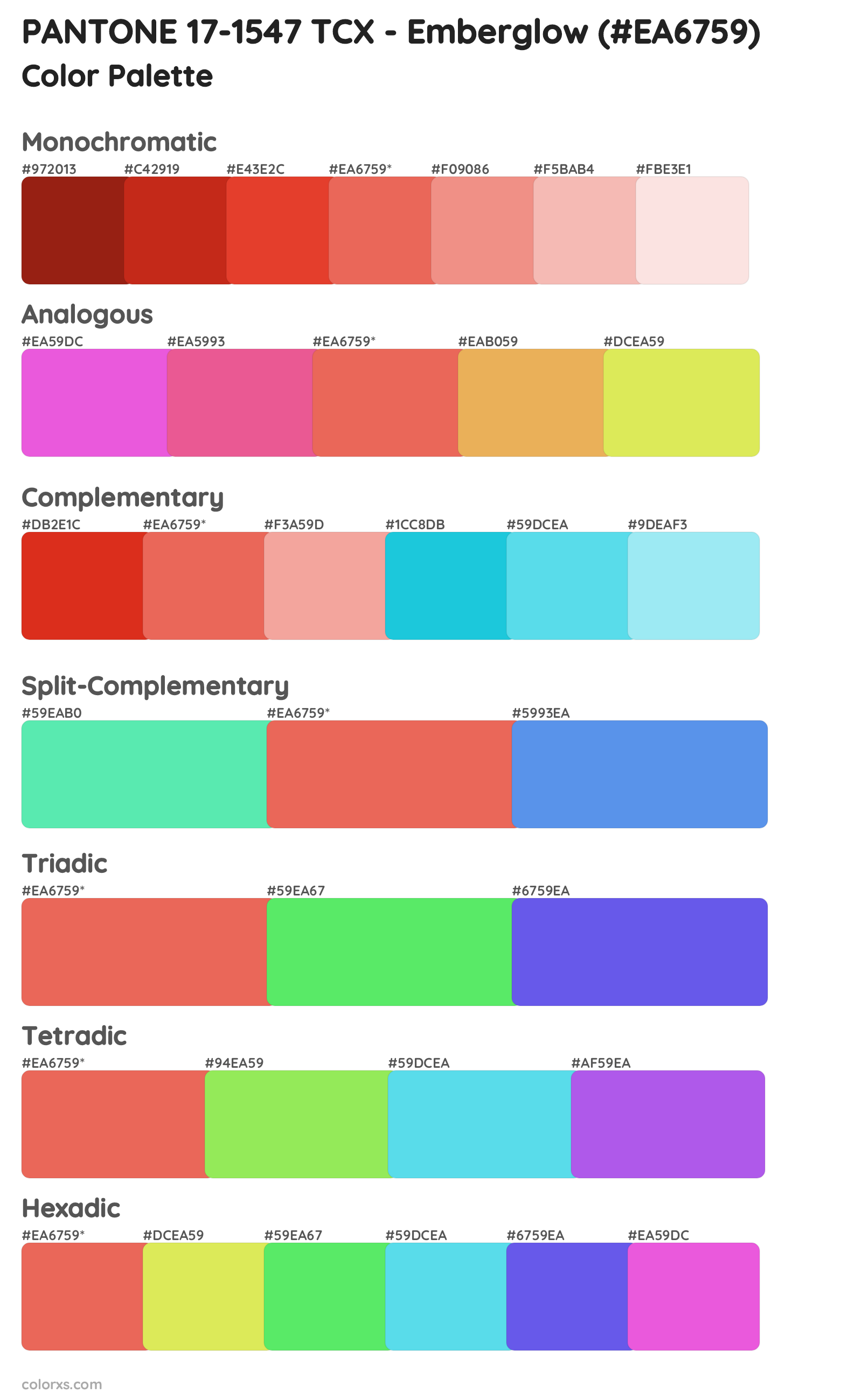 PANTONE 17-1547 TCX - Emberglow Color Scheme Palettes