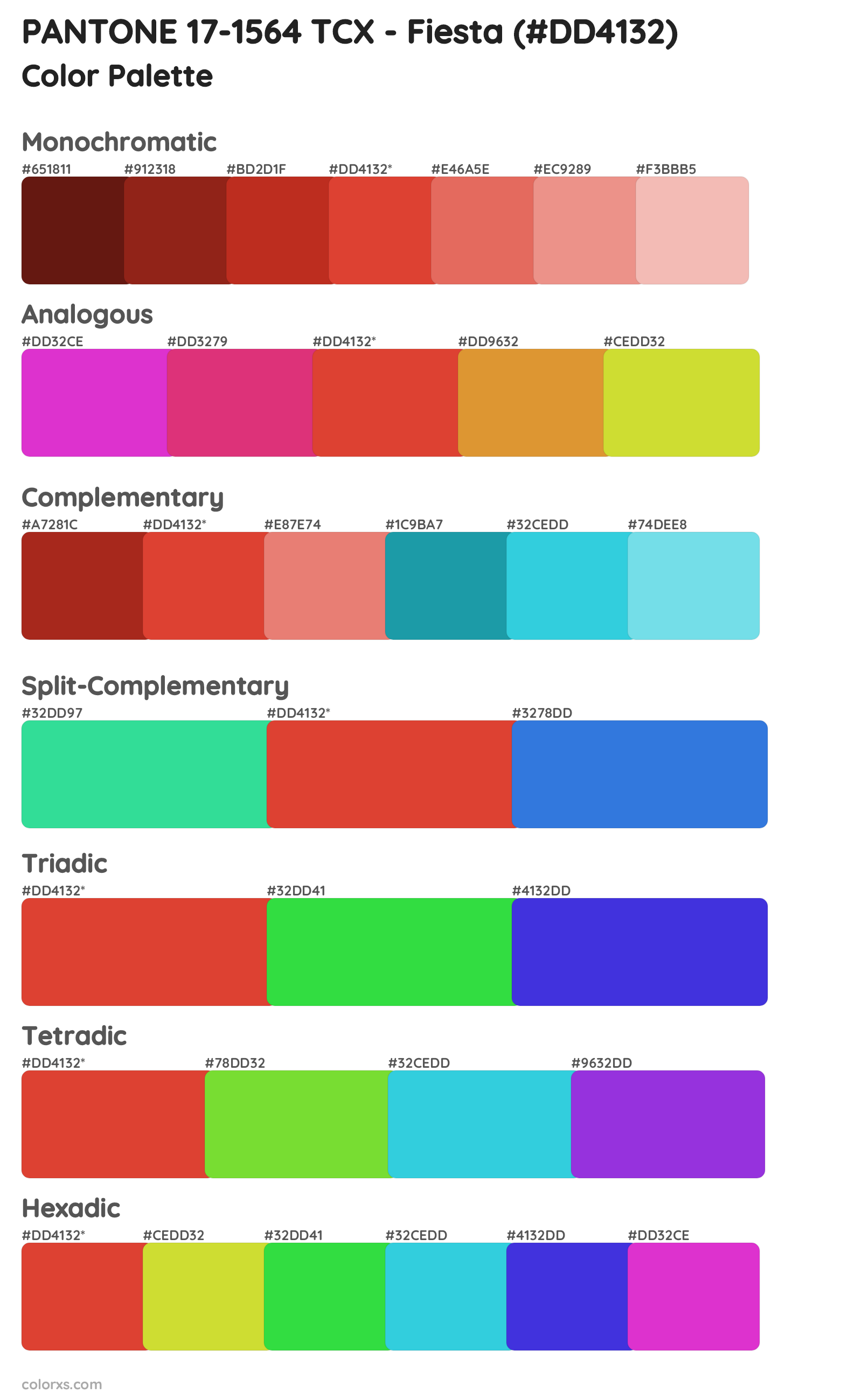 PANTONE 17-1564 TCX - Fiesta Color Scheme Palettes