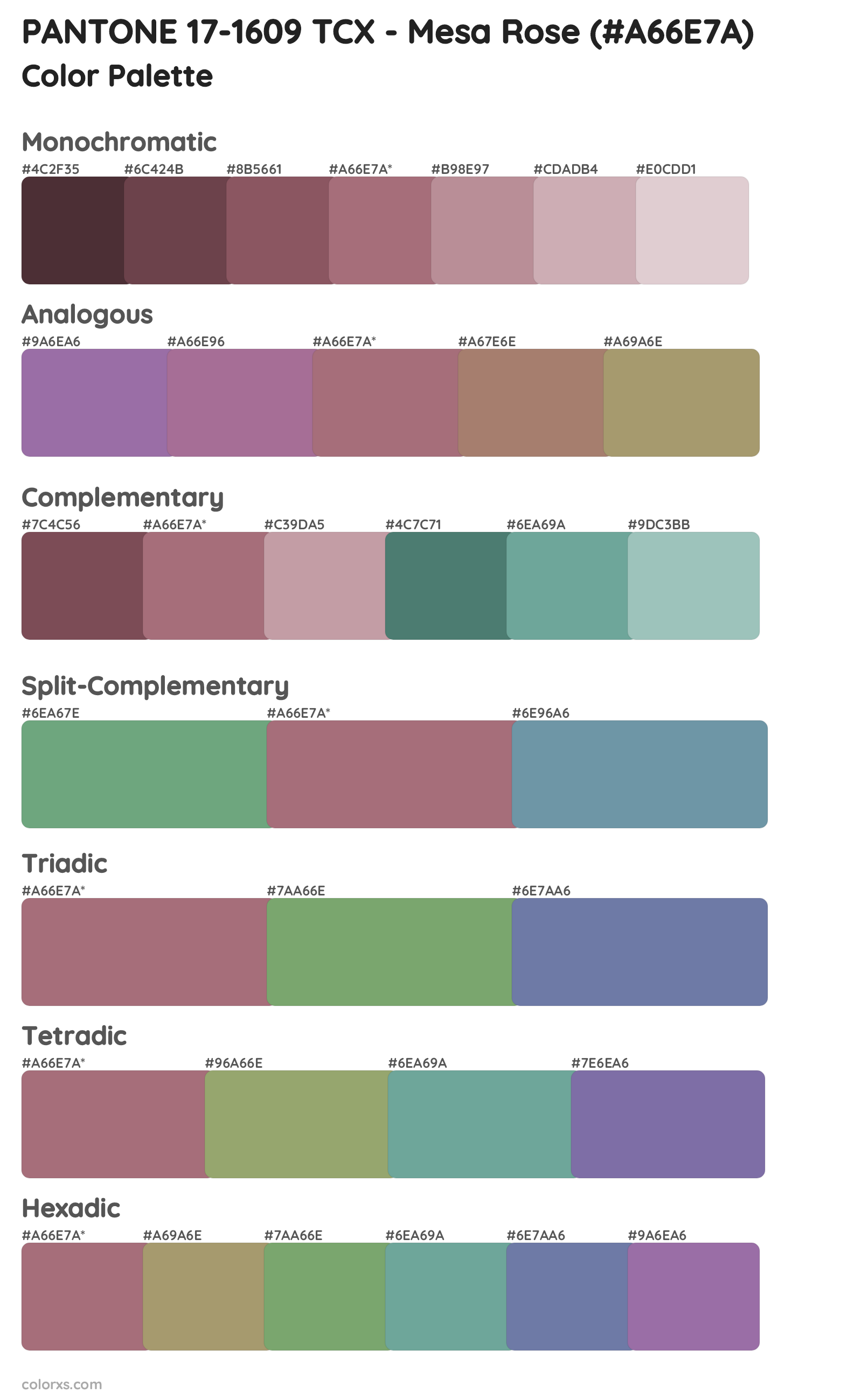 PANTONE 17-1609 TCX - Mesa Rose Color Scheme Palettes