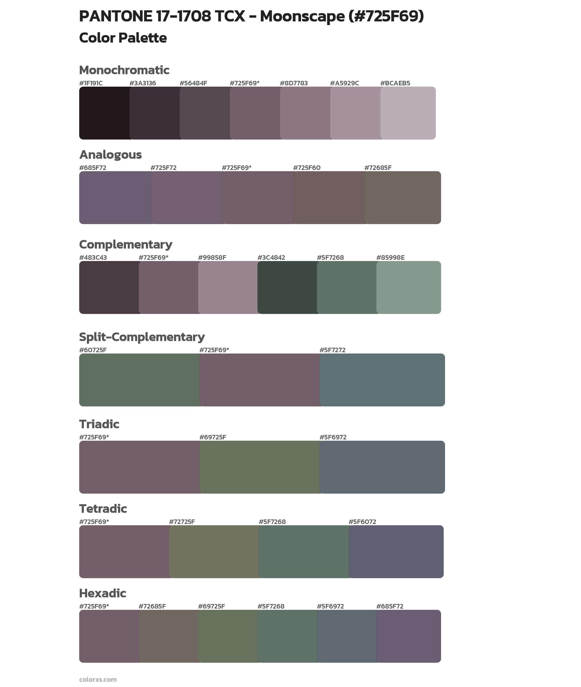 PANTONE 17-1708 TCX - Moonscape Color Scheme Palettes