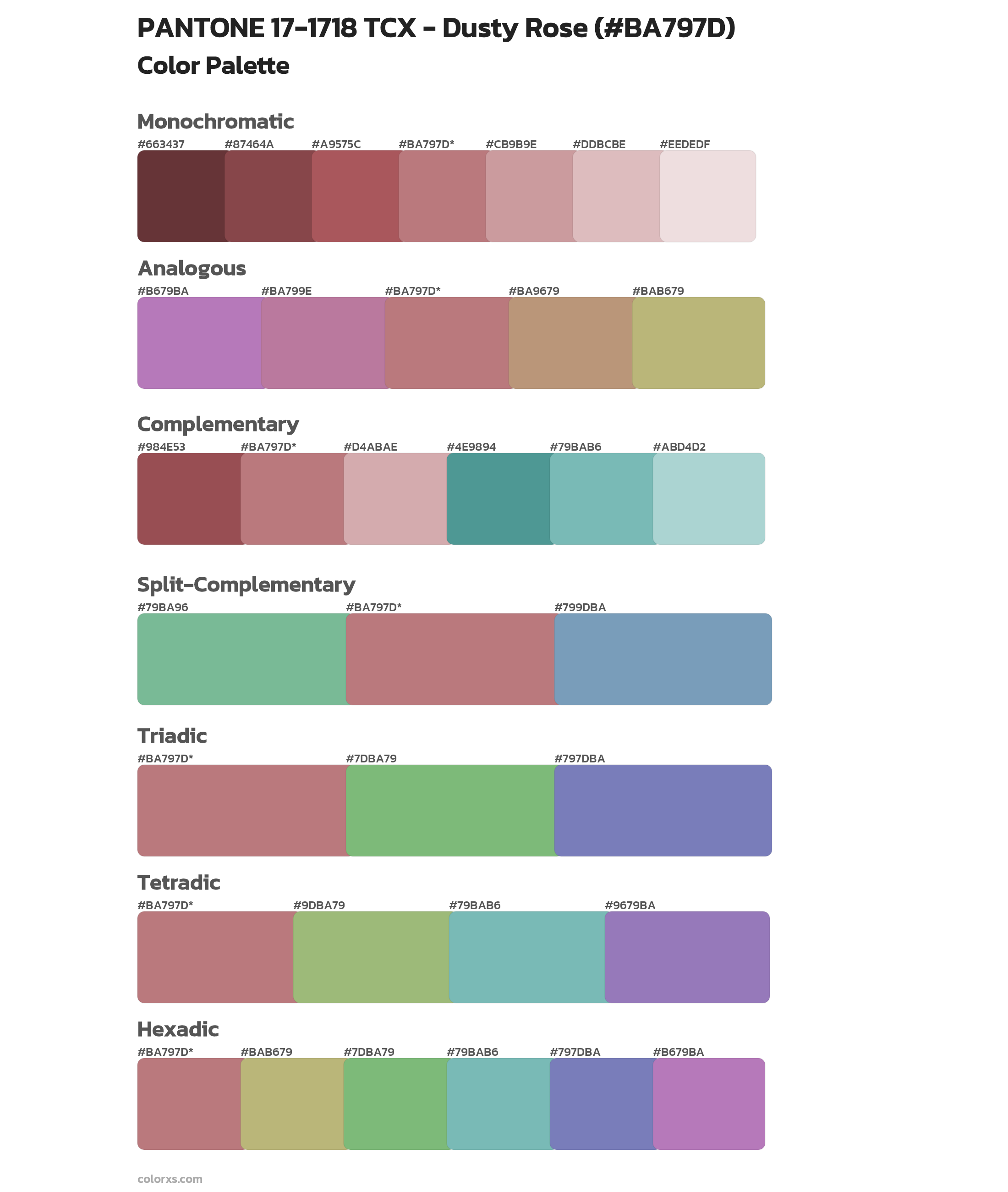 PANTONE 17-1718 TCX - Dusty Rose Color Scheme Palettes