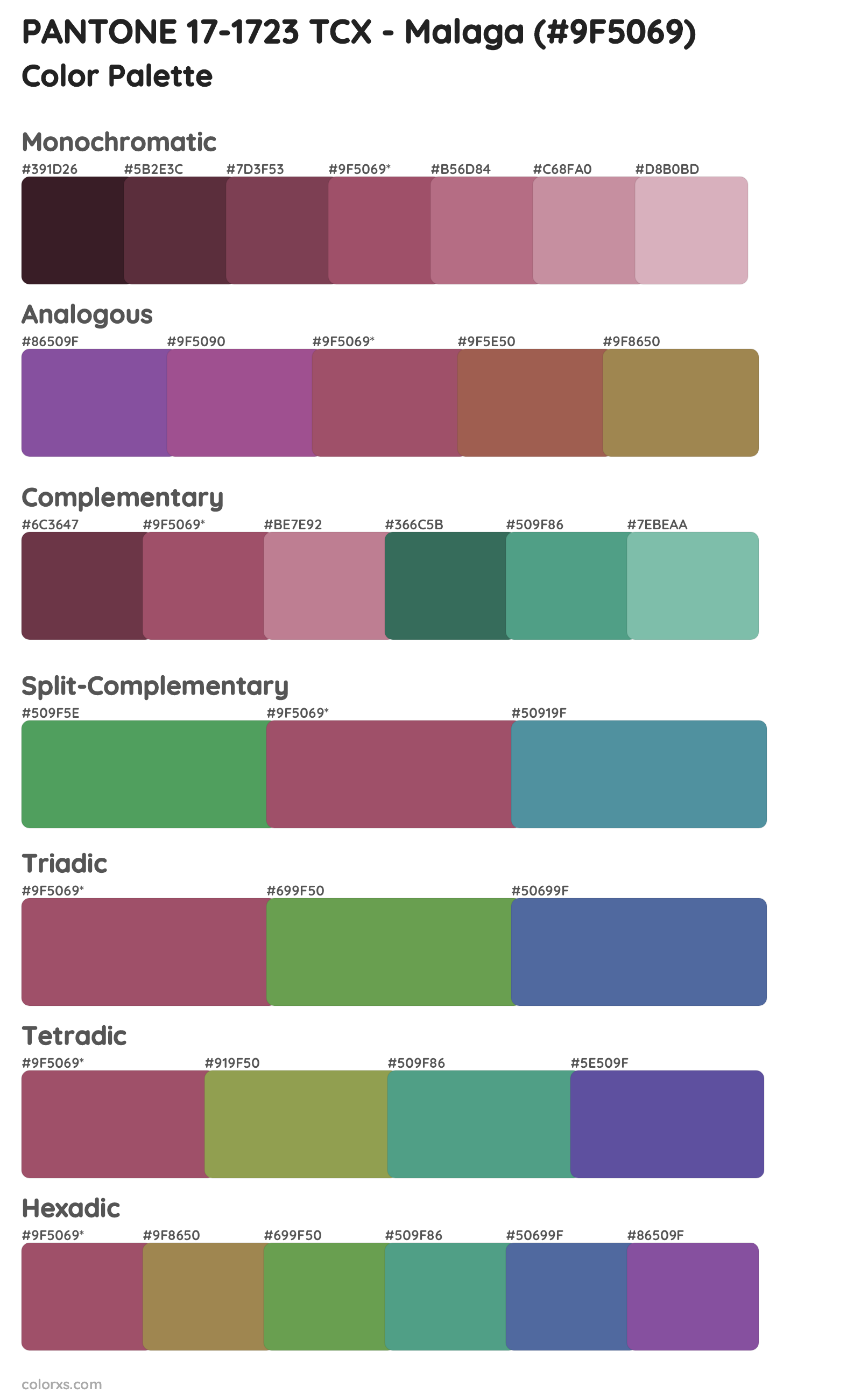 PANTONE 17-1723 TCX - Malaga Color Scheme Palettes