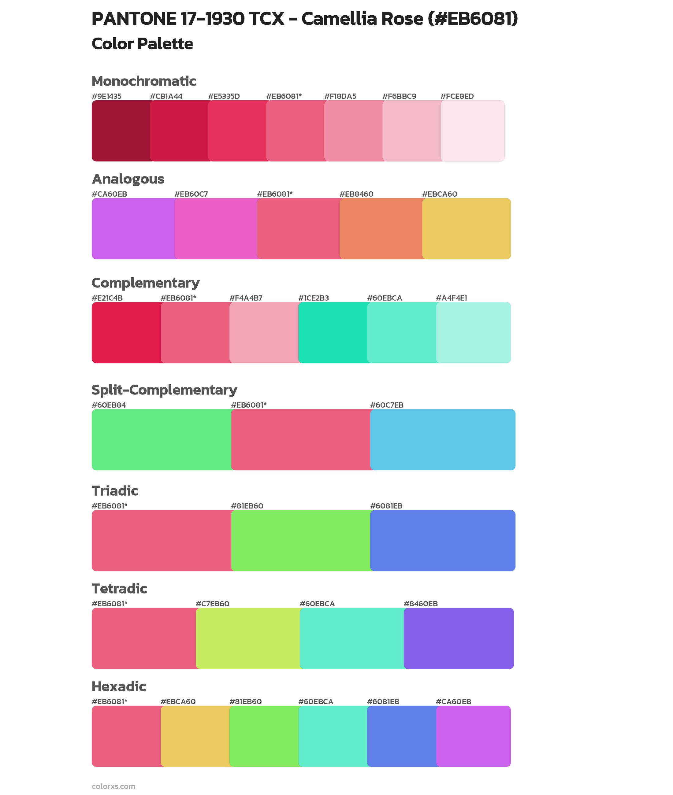 PANTONE 17-1930 TCX - Camellia Rose Color Scheme Palettes