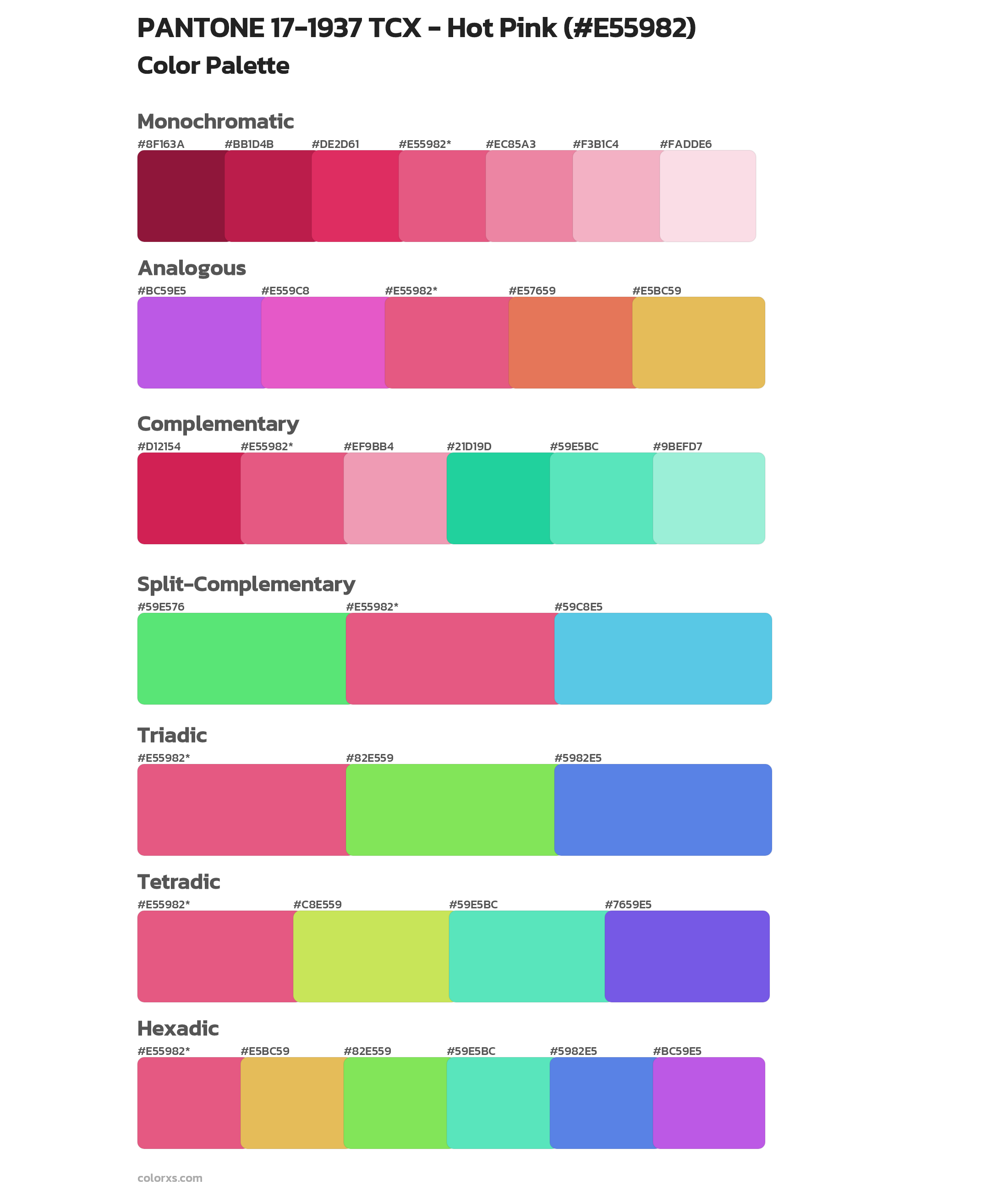 PANTONE 17-1937 TCX - Hot Pink Color Scheme Palettes